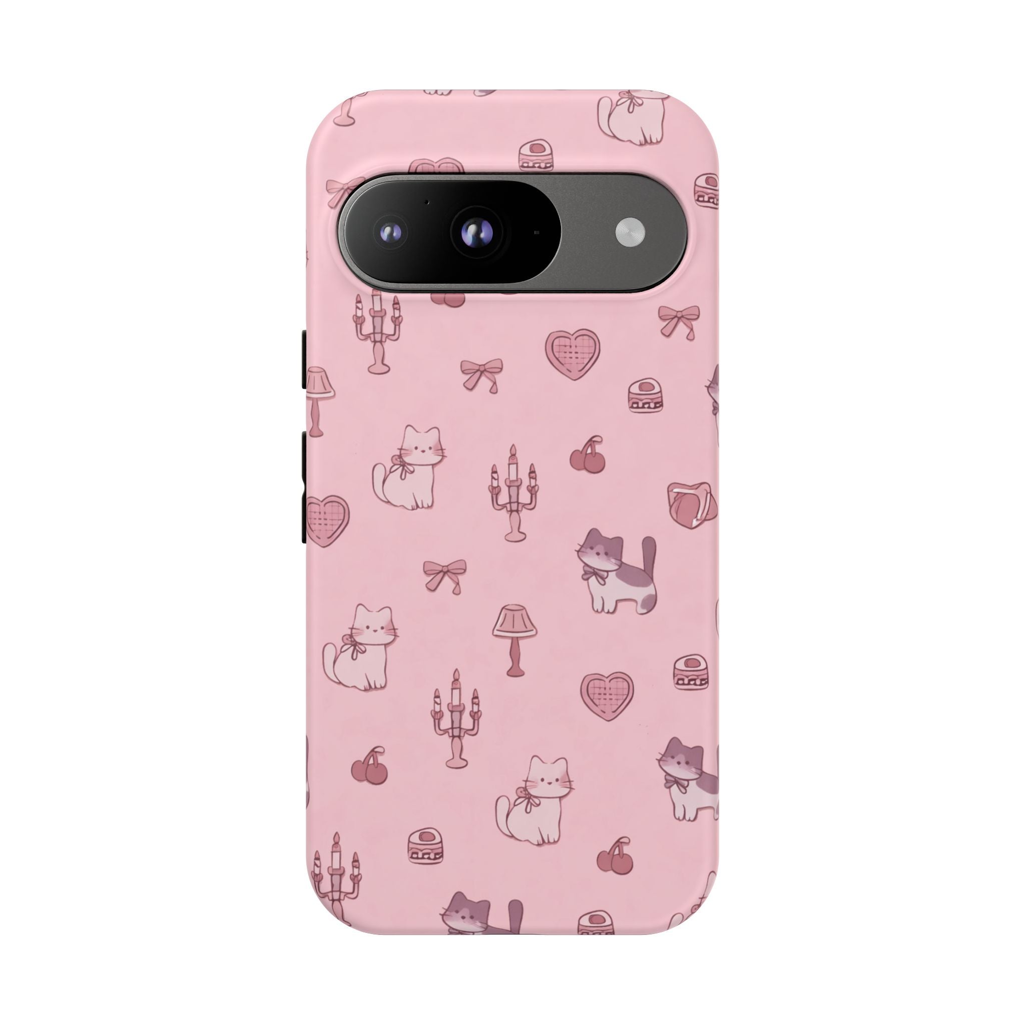 Pink Kawaii Cat Pattern Tough Phone Case🎀💕🐈