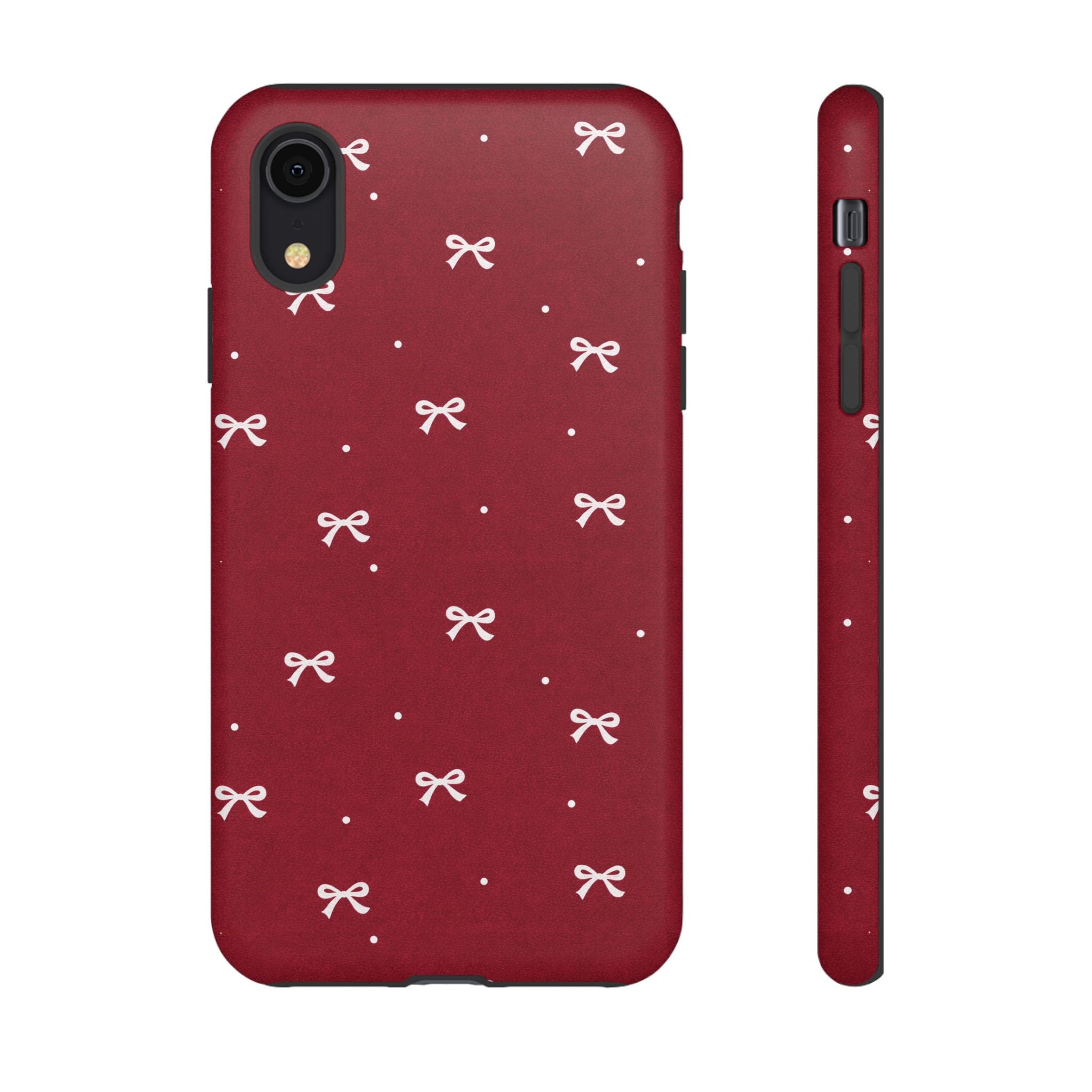 Red Bow Pattern Phone Case | Cute Minimal iPhone Case | Vintage Coquette Aesthetic Cover | Tough Protective Case