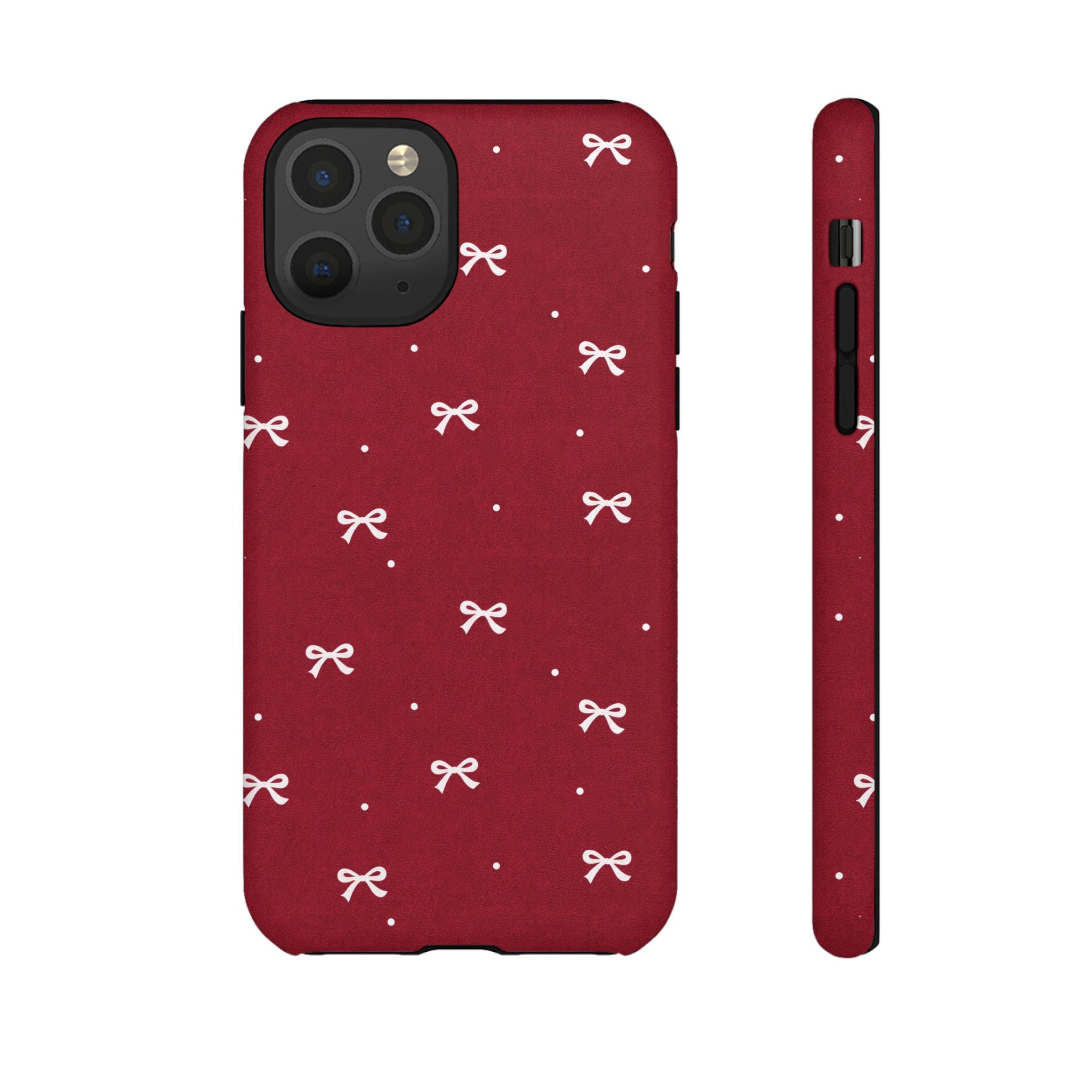 Red Bow Pattern Phone Case | Cute Minimal iPhone Case | Vintage Coquette Aesthetic Cover | Tough Protective Case