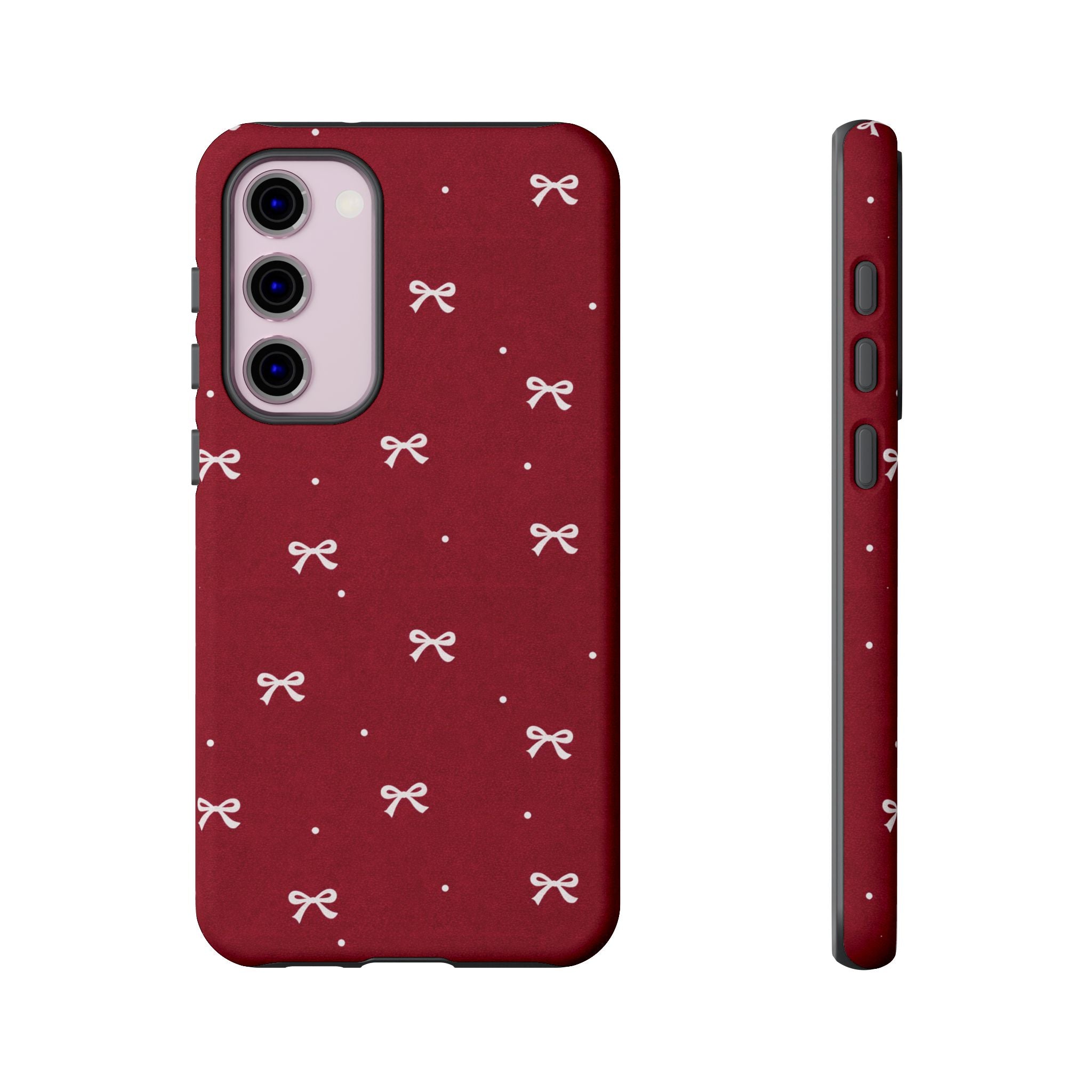 Red Bow Pattern Phone Case | Cute Minimal iPhone Case | Vintage Coquette Aesthetic Cover | Tough Protective Case
