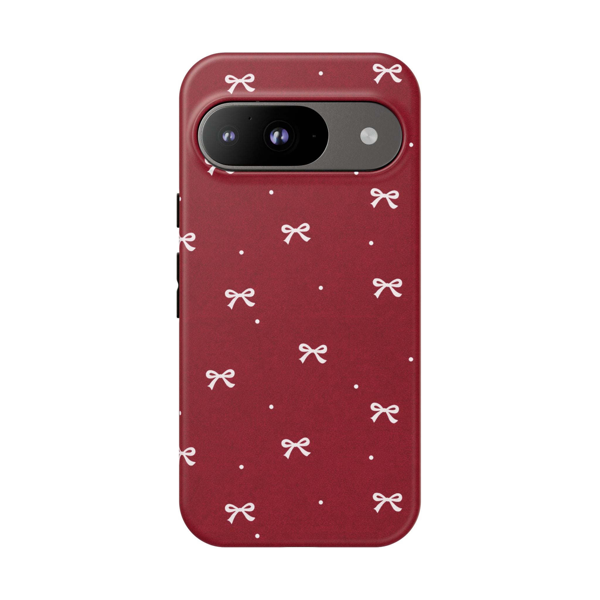 Red Bow Pattern Phone Case | Cute Minimal iPhone Case | Vintage Coquette Aesthetic Cover | Tough Protective Case