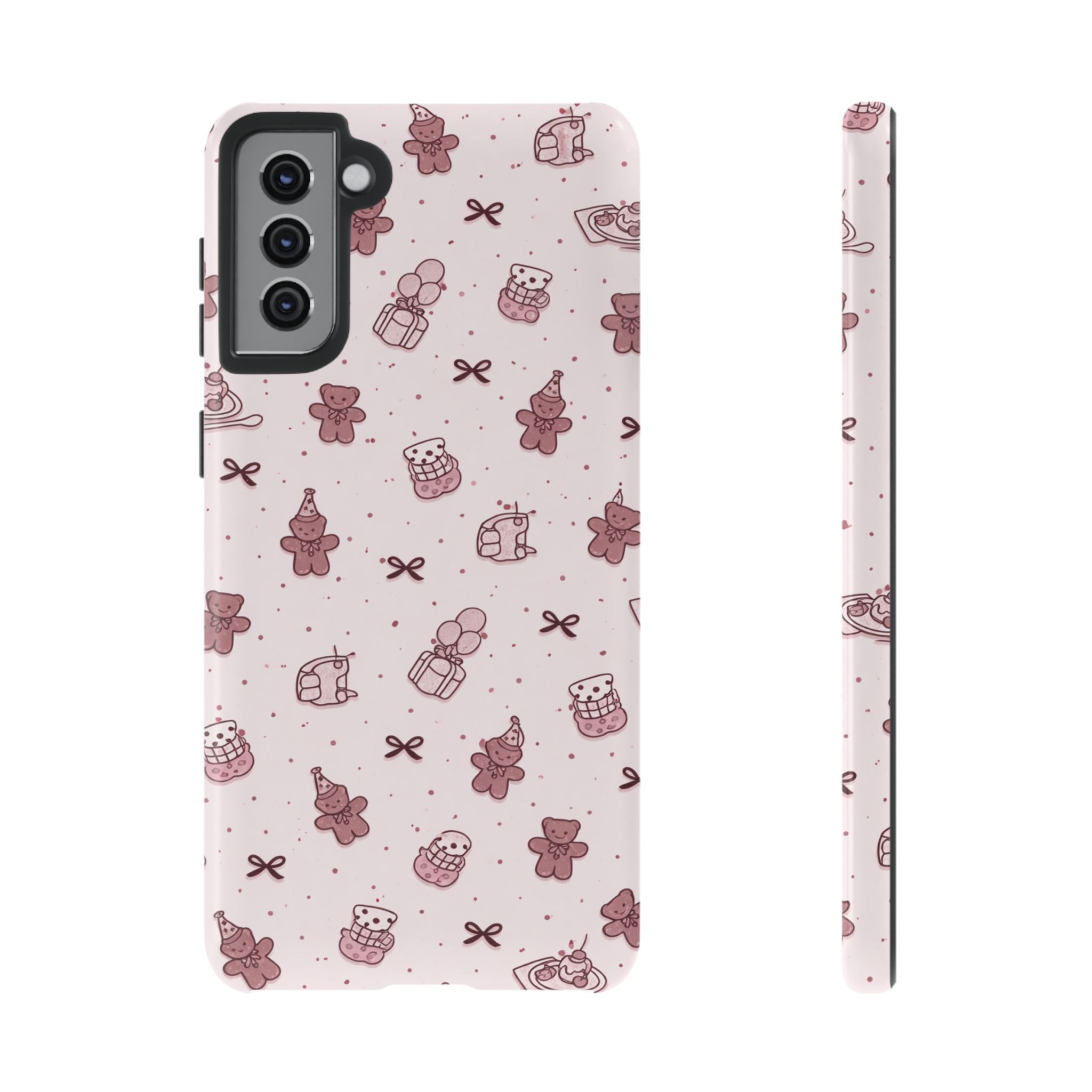 Cute Teddy Pattern Phone Case — Pink Kawaii Bear & Gift Protective Cover🧸💕