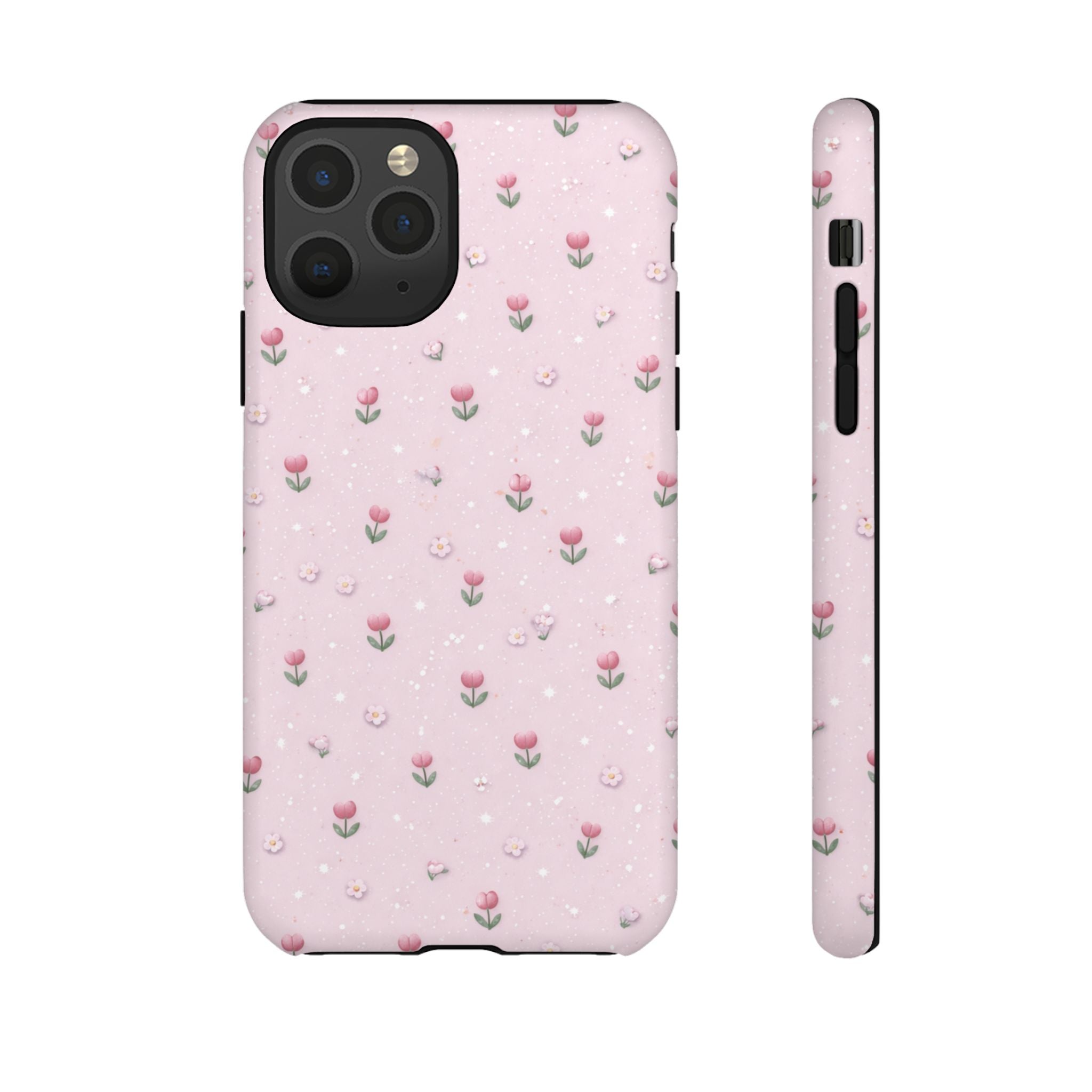 Pink Tiny Tulip Tough Phone Case - Floral Protective iPhone Cover🌷🩷