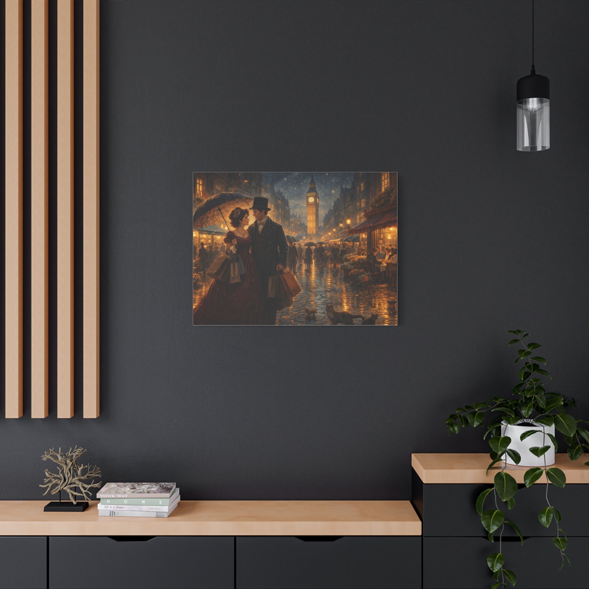 🕯️ Victorian London Rainy Evening Canvas — A Love Story Under Gaslight ✨