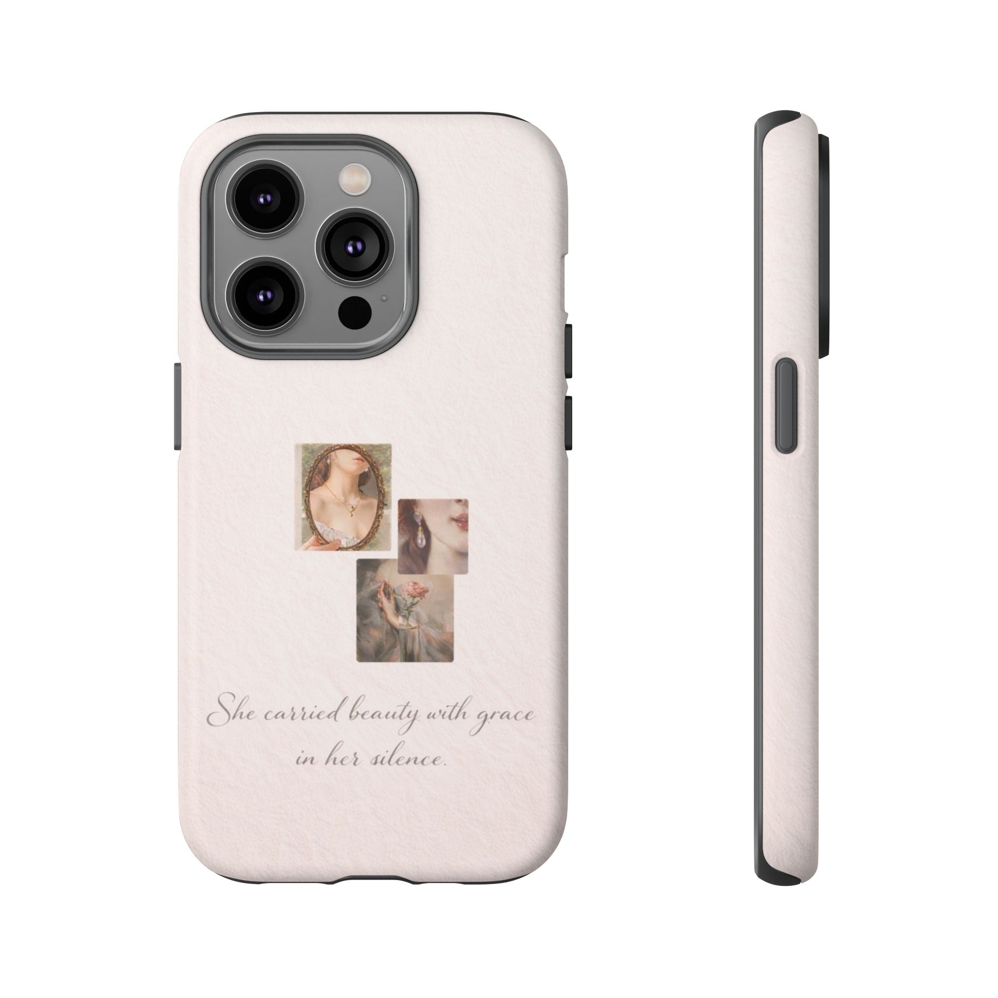 Phone Case — 'She Carried Beauty With Grace in Her Silence' Vintage Art Floral Design🩷