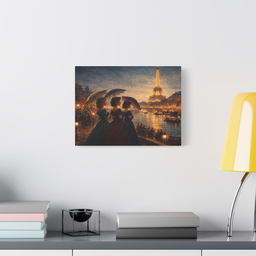 A Parisian Evening – Romantic Vintage Canvas Art by the Seine🏞️