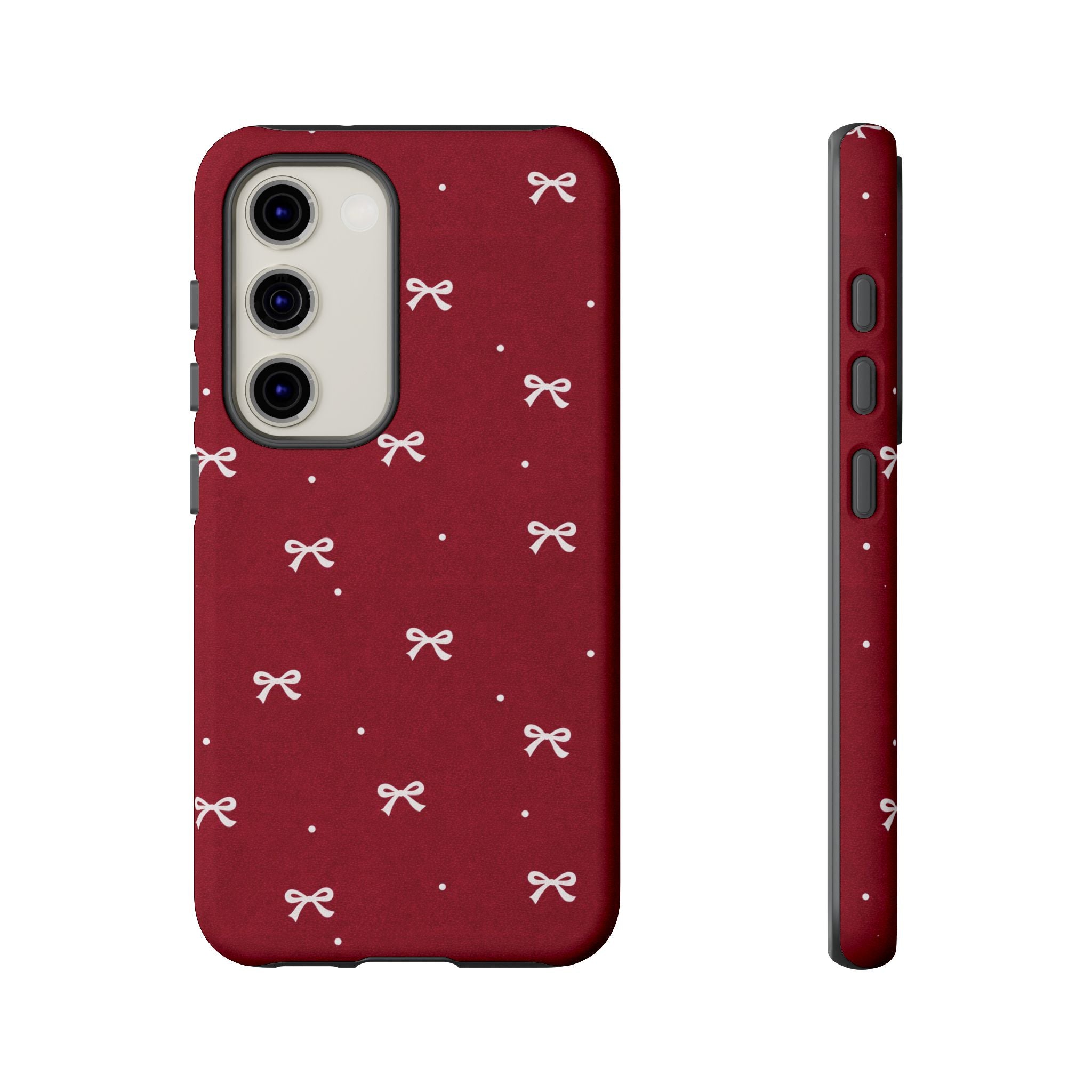 Red Bow Pattern Phone Case | Cute Minimal iPhone Case | Vintage Coquette Aesthetic Cover | Tough Protective Case