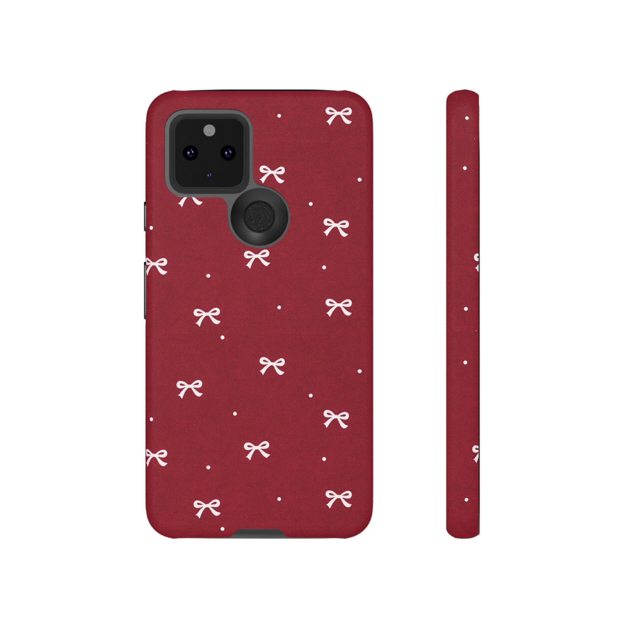 Red Bow Pattern Phone Case | Cute Minimal iPhone Case | Vintage Coquette Aesthetic Cover | Tough Protective Case