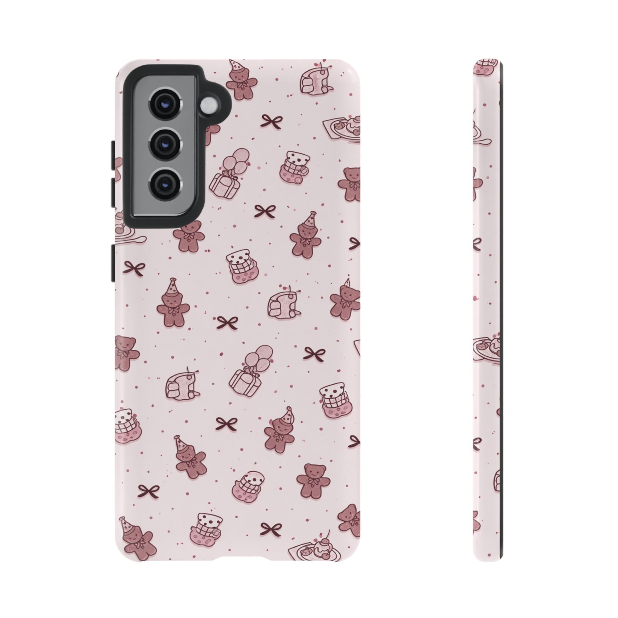 Cute Teddy Pattern Phone Case — Pink Kawaii Bear & Gift Protective Cover🧸💕
