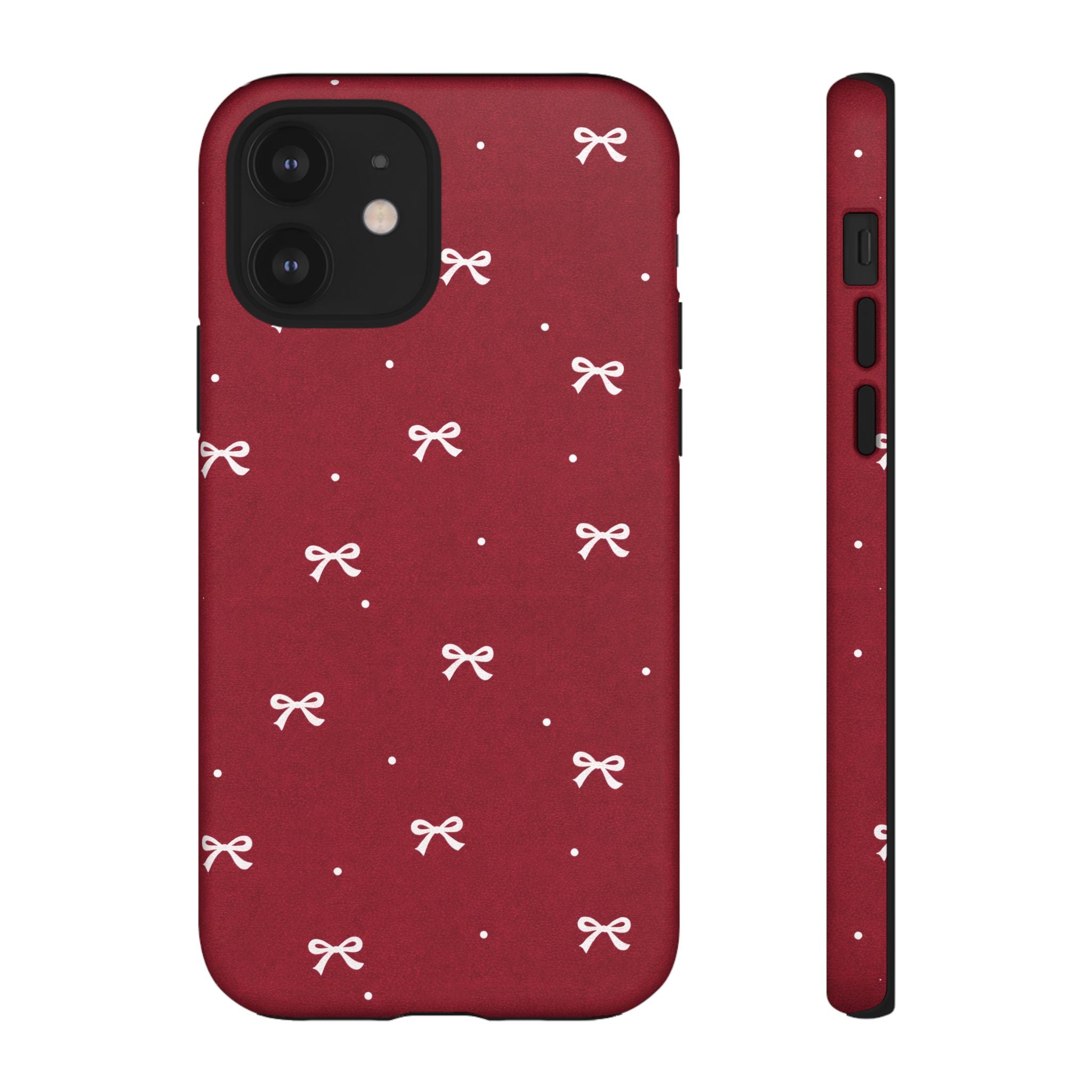 Red Bow Pattern Phone Case | Cute Minimal iPhone Case | Vintage Coquette Aesthetic Cover | Tough Protective Case