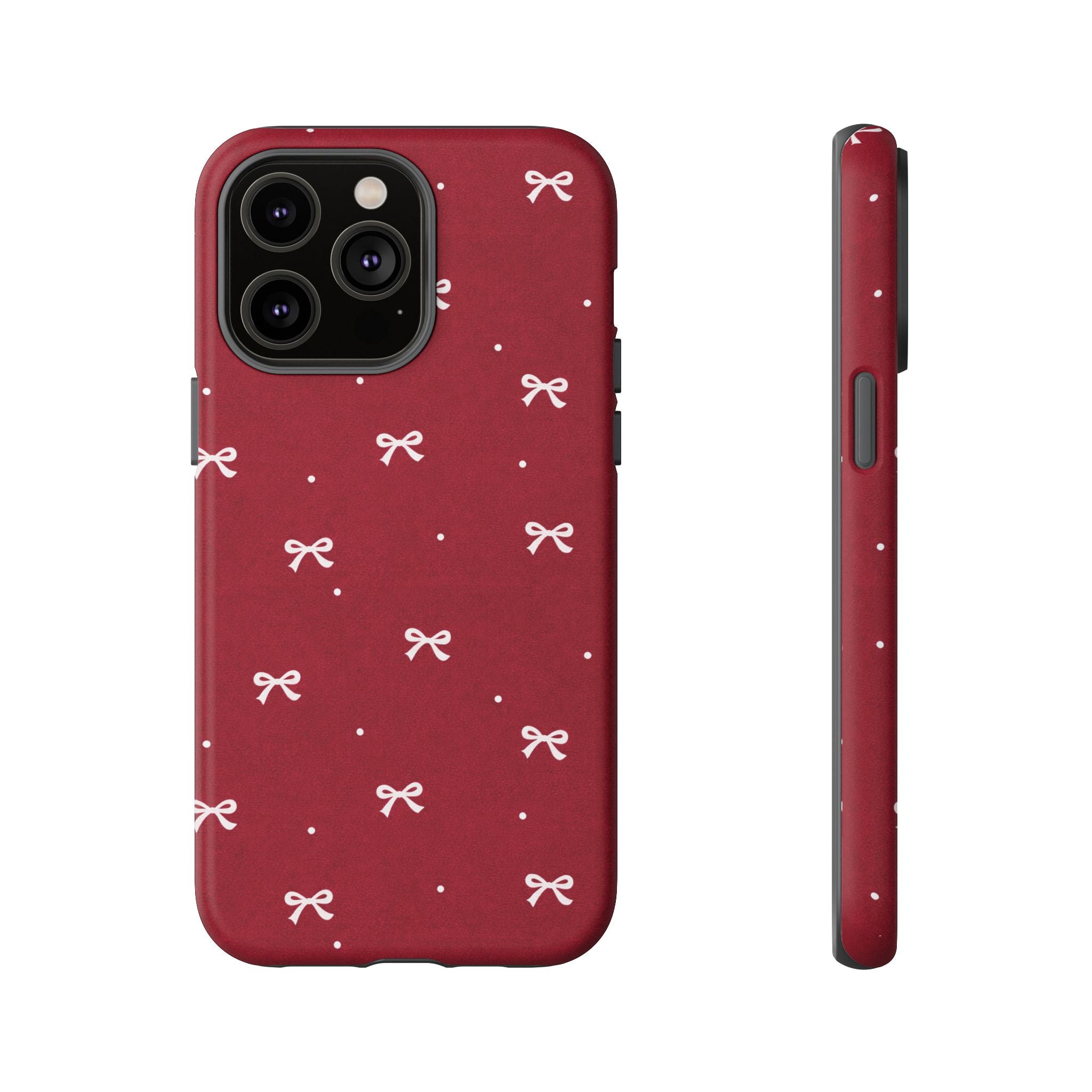 Red Bow Pattern Phone Case | Cute Minimal iPhone Case | Vintage Coquette Aesthetic Cover | Tough Protective Case