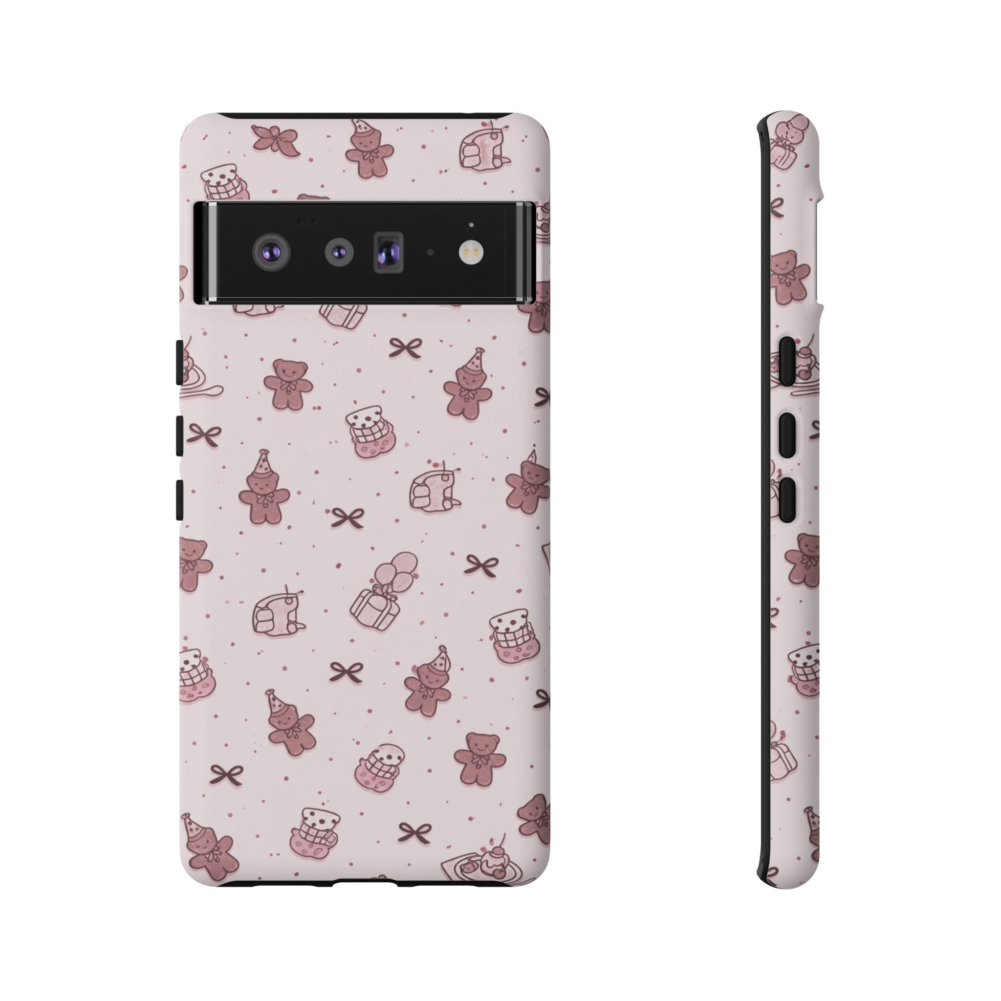 Cute Teddy Pattern Phone Case — Pink Kawaii Bear & Gift Protective Cover🧸💕