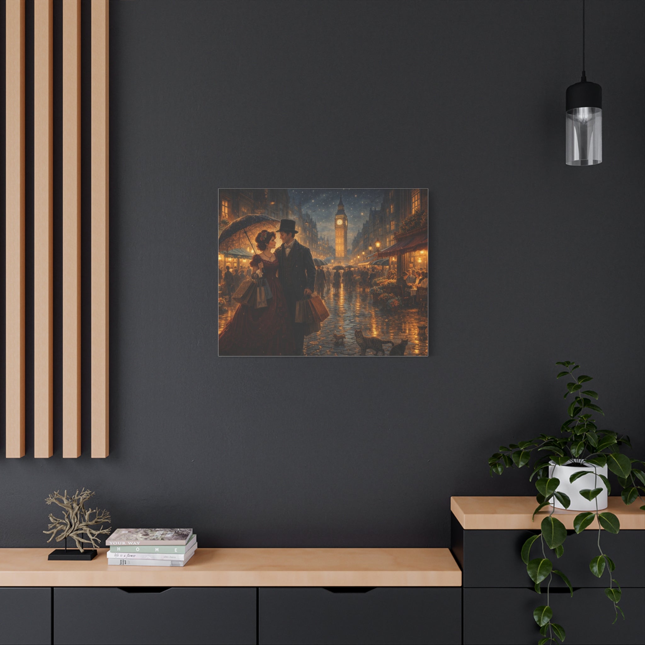 🕯️ Victorian London Rainy Evening Canvas — A Love Story Under Gaslight ✨