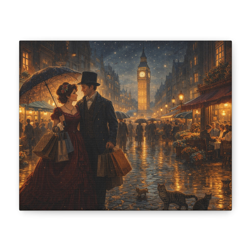 🕯️ Victorian London Rainy Evening Canvas — A Love Story Under Gaslight ✨
