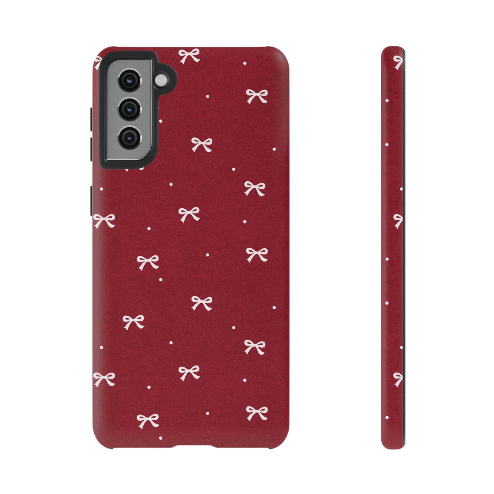 Red Bow Pattern Phone Case | Cute Minimal iPhone Case | Vintage Coquette Aesthetic Cover | Tough Protective Case