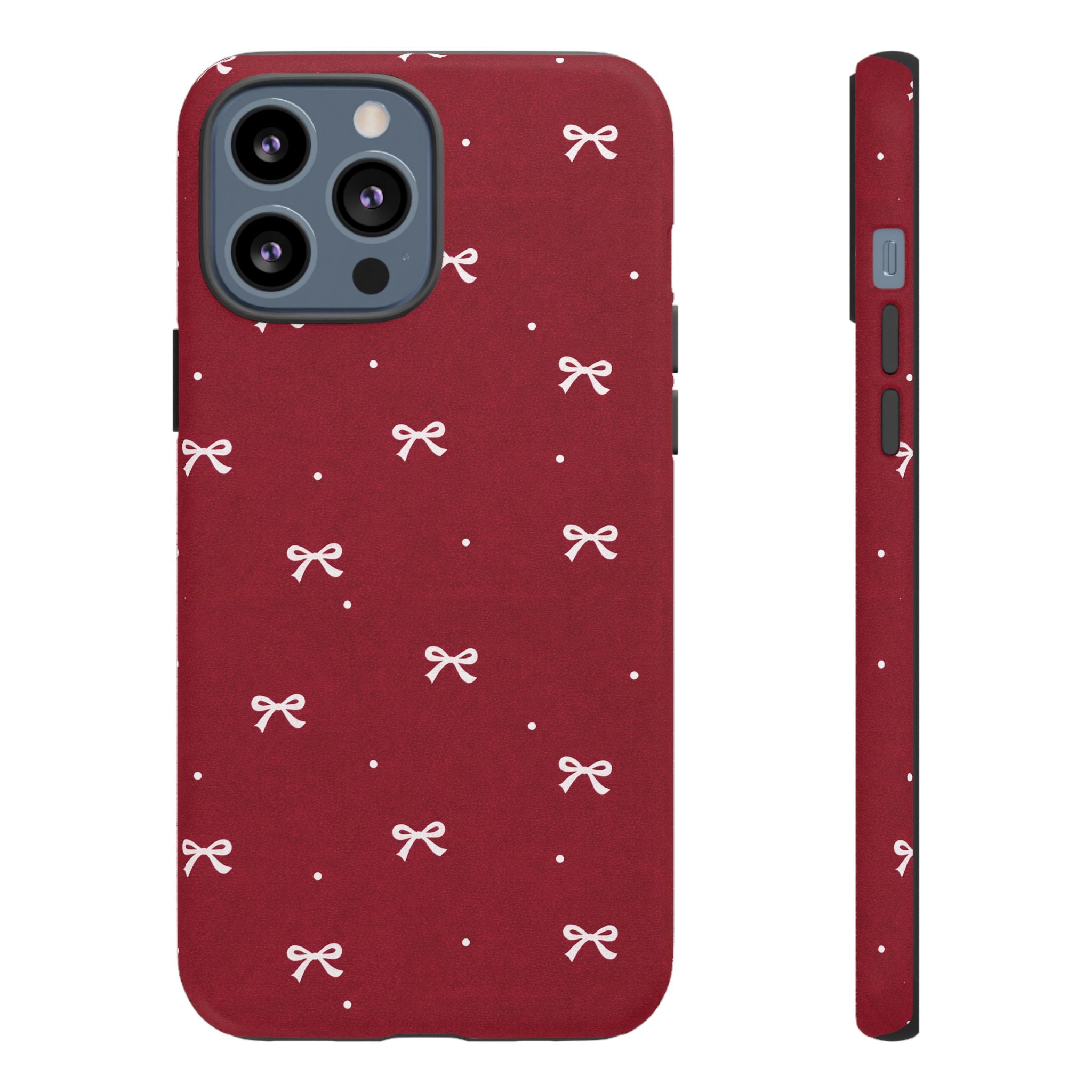 Red Bow Pattern Phone Case | Cute Minimal iPhone Case | Vintage Coquette Aesthetic Cover | Tough Protective Case