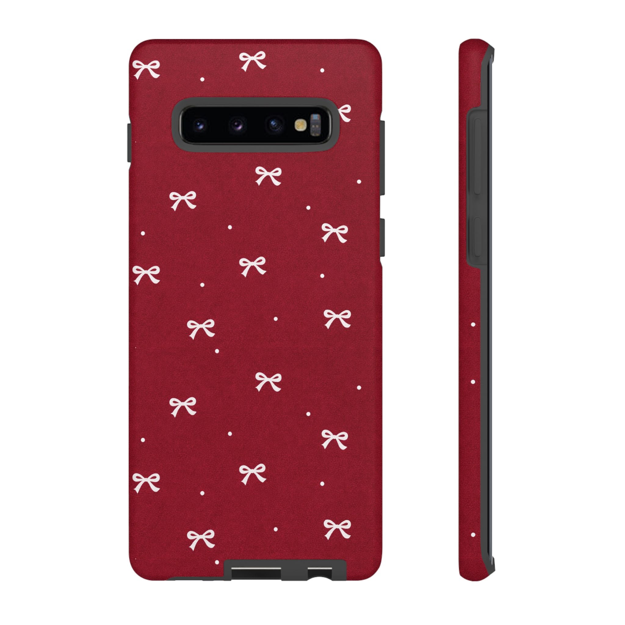 Red Bow Pattern Phone Case | Cute Minimal iPhone Case | Vintage Coquette Aesthetic Cover | Tough Protective Case
