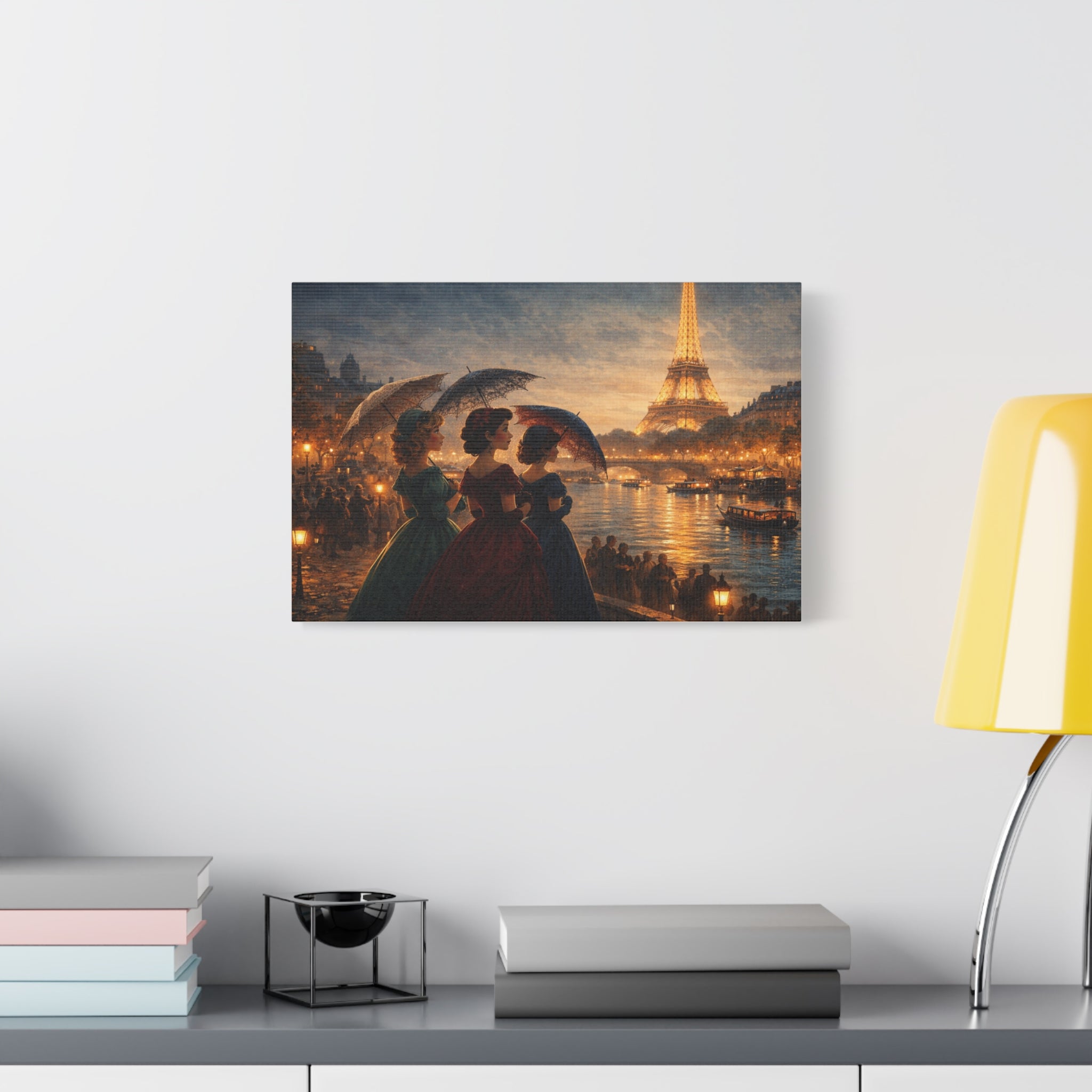 A Parisian Evening – Romantic Vintage Canvas Art by the Seine