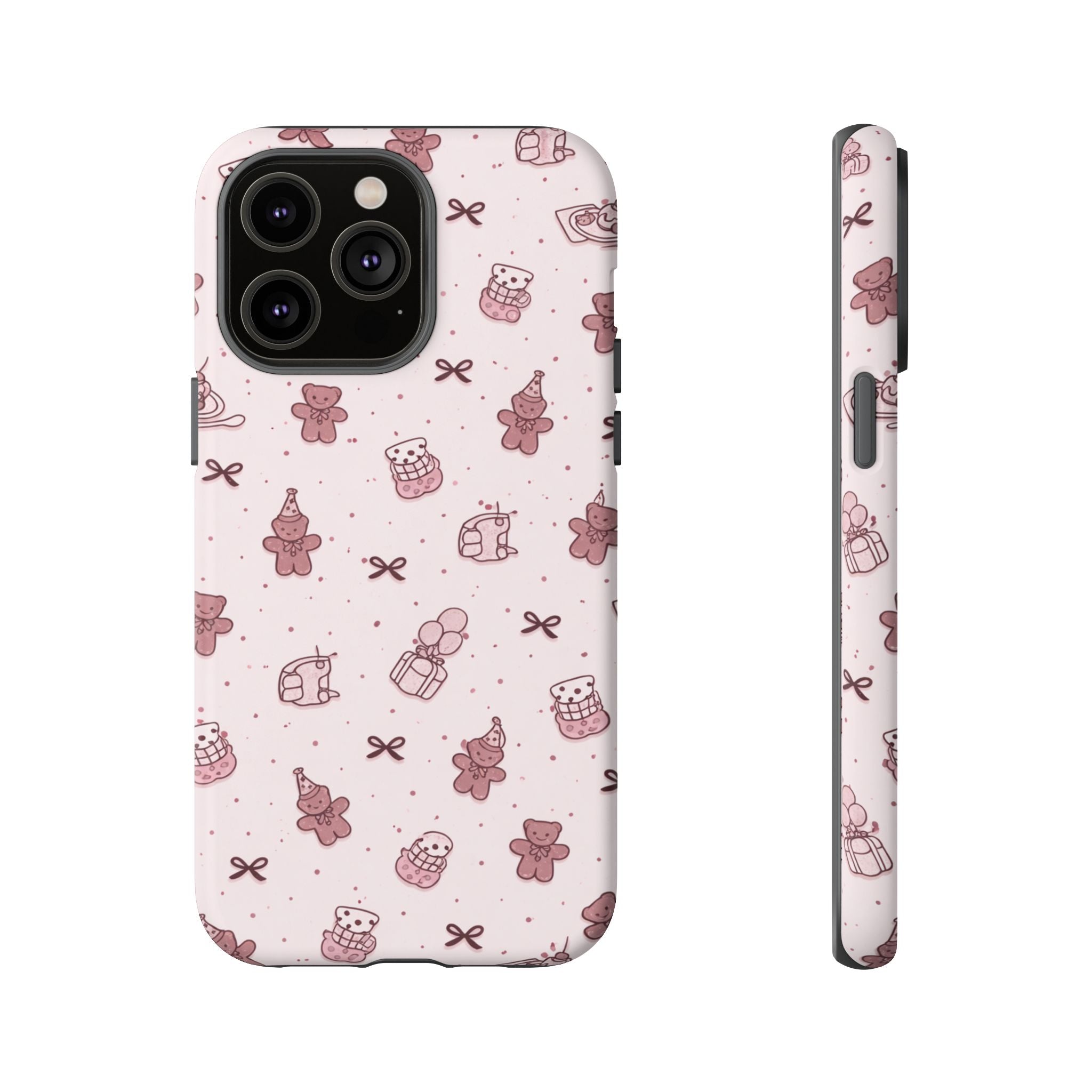 Cute Teddy Pattern Phone Case — Pink Kawaii Bear & Gift Protective Cover🧸💕