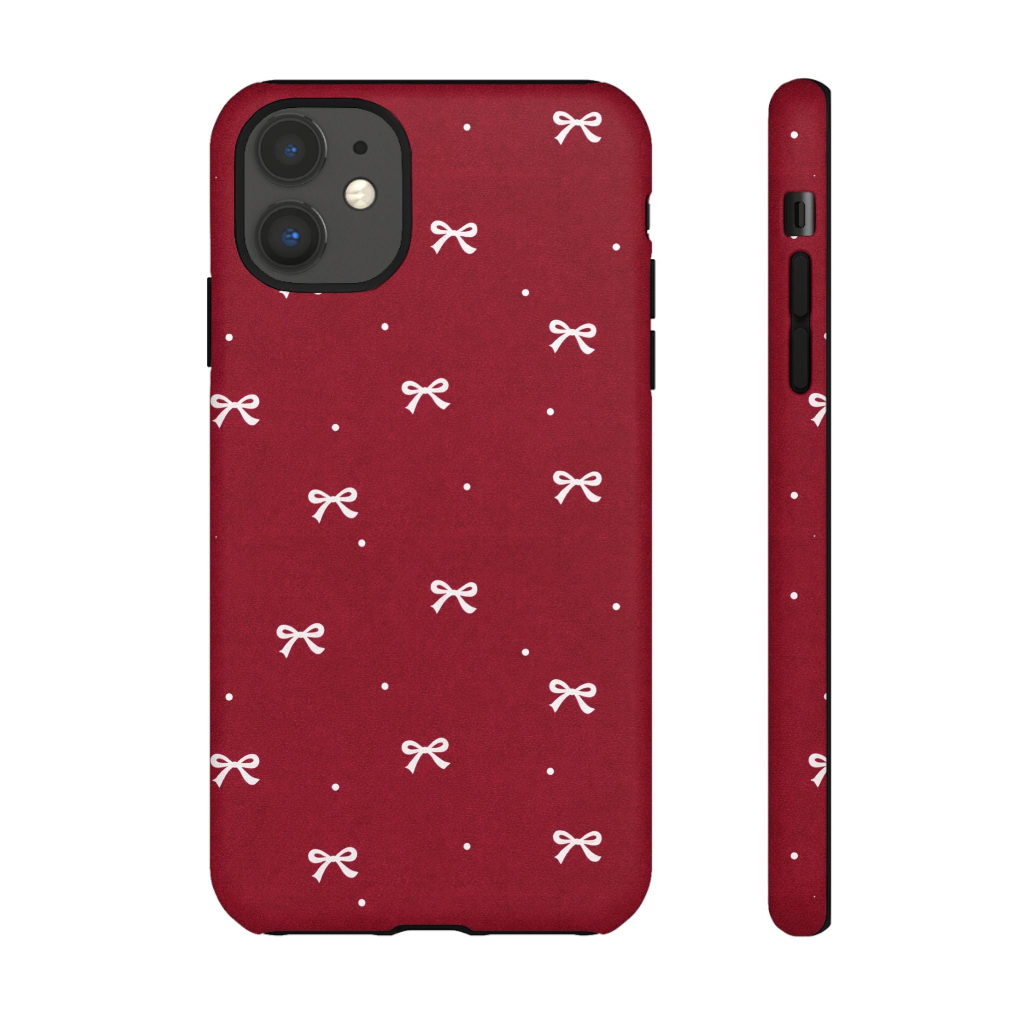 Red Bow Pattern Phone Case | Cute Minimal iPhone Case | Vintage Coquette Aesthetic Cover | Tough Protective Case