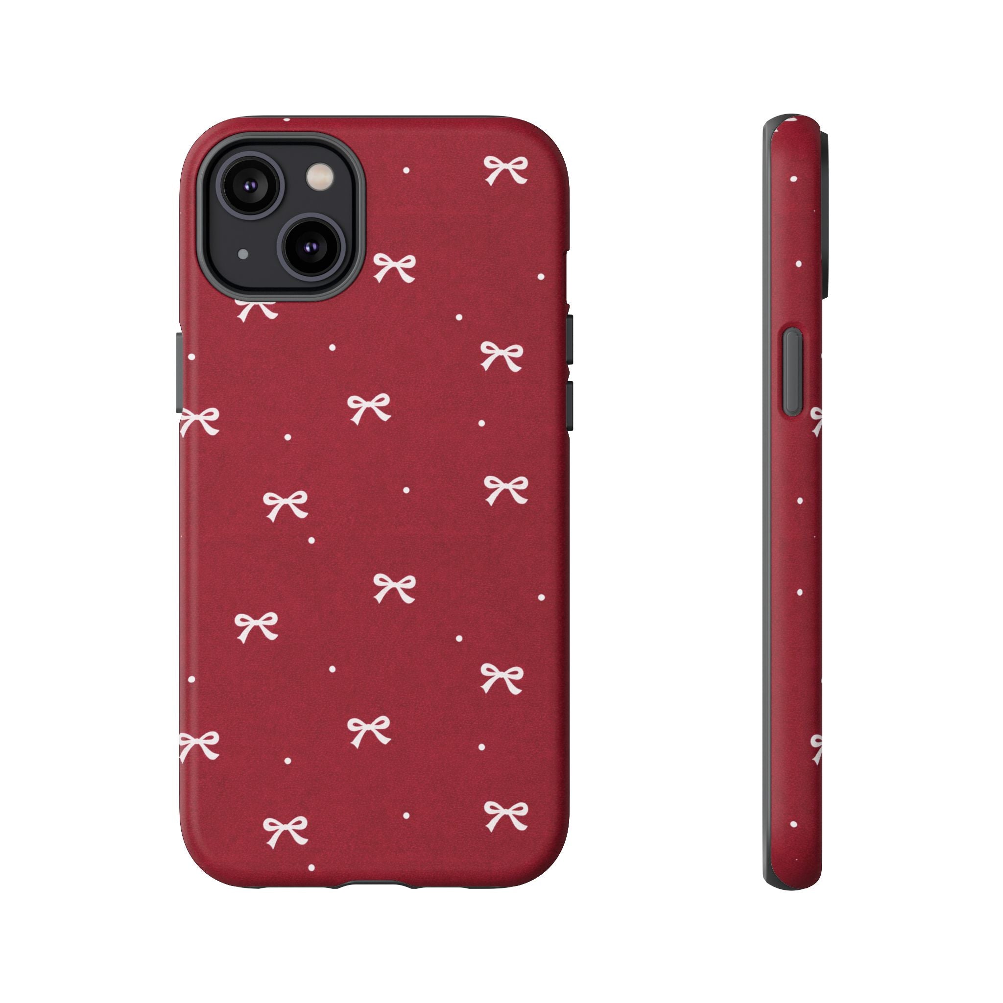 Red Bow Pattern Phone Case | Cute Minimal iPhone Case | Vintage Coquette Aesthetic Cover | Tough Protective Case