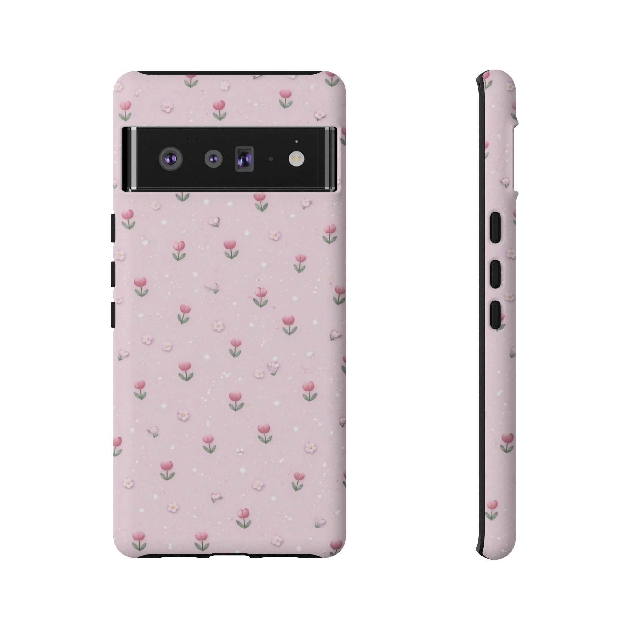 Pink Tiny Tulip Tough Phone Case - Floral Protective iPhone Cover🌷🩷
