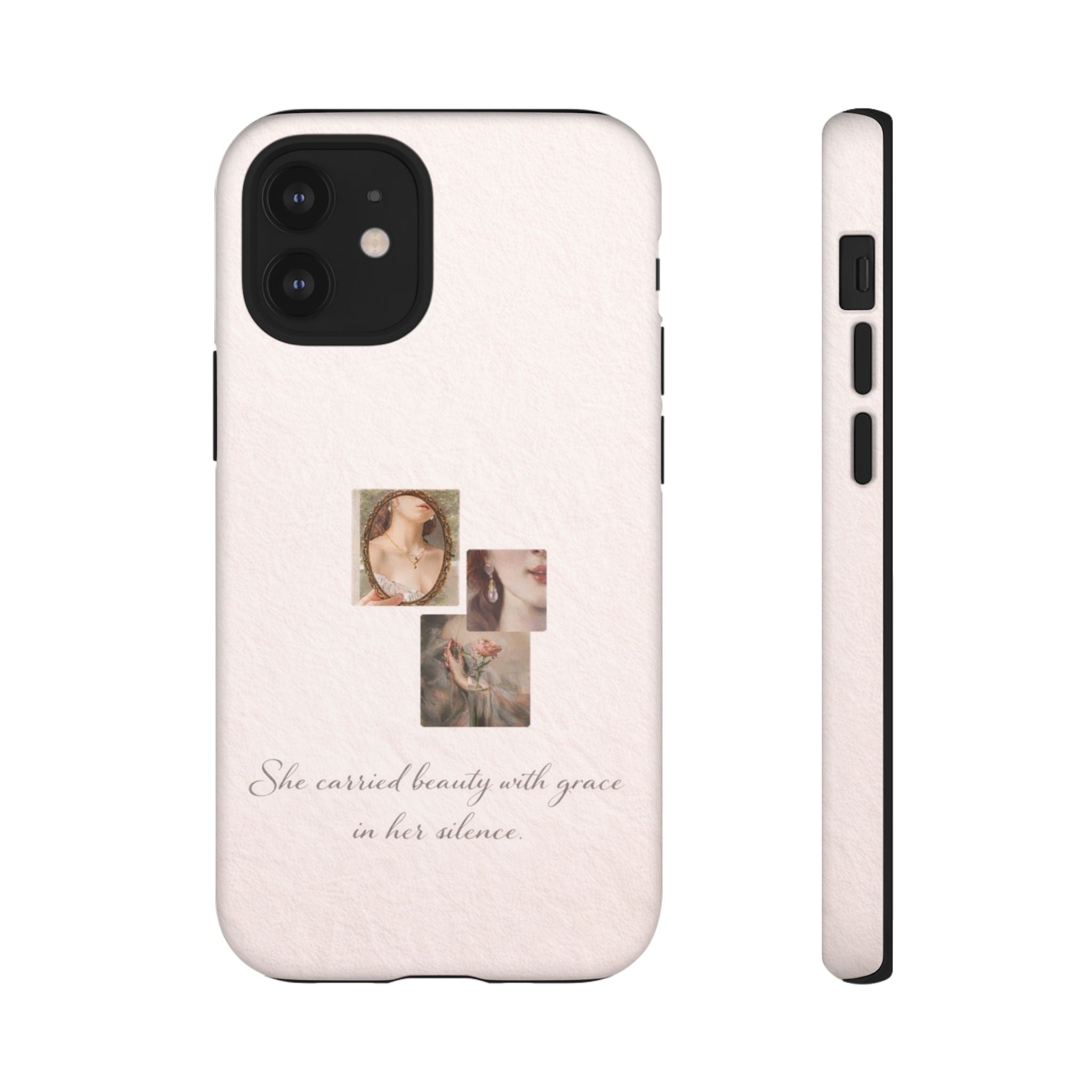 Phone Case — 'She Carried Beauty With Grace in Her Silence' Vintage Art Floral Design🩷