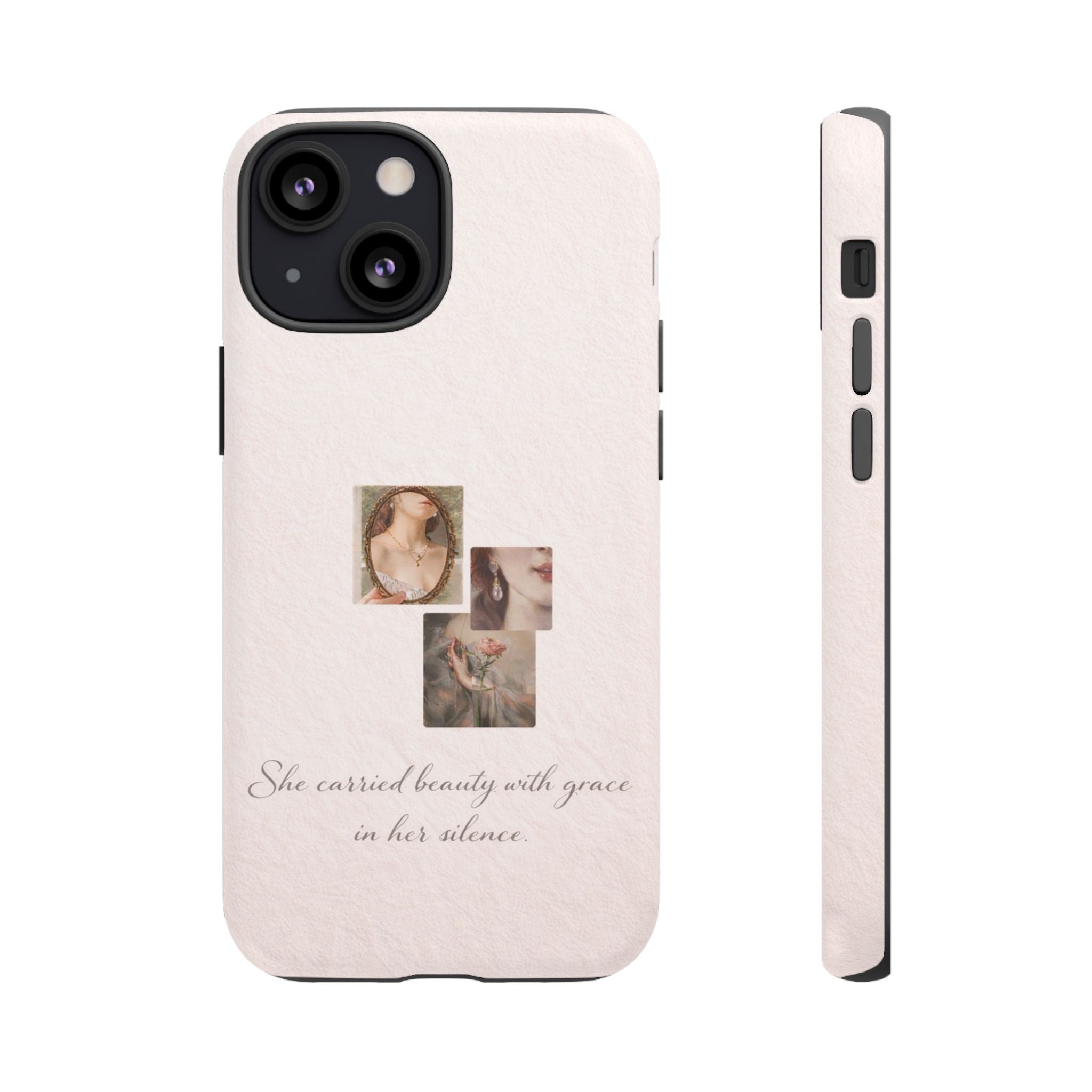 Phone Case — 'She Carried Beauty With Grace in Her Silence' Vintage Art Floral Design🩷
