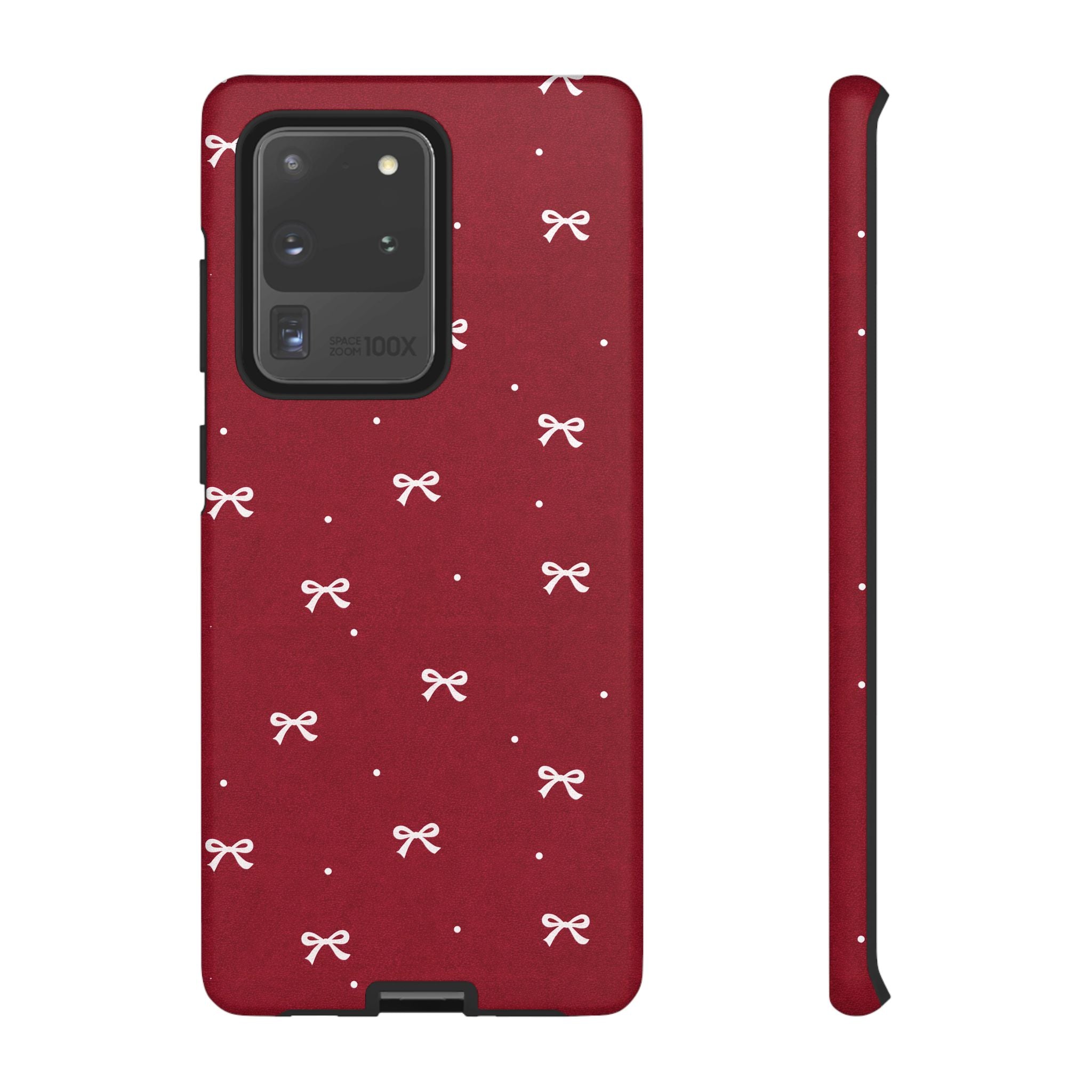 Red Bow Pattern Phone Case | Cute Minimal iPhone Case | Vintage Coquette Aesthetic Cover | Tough Protective Case
