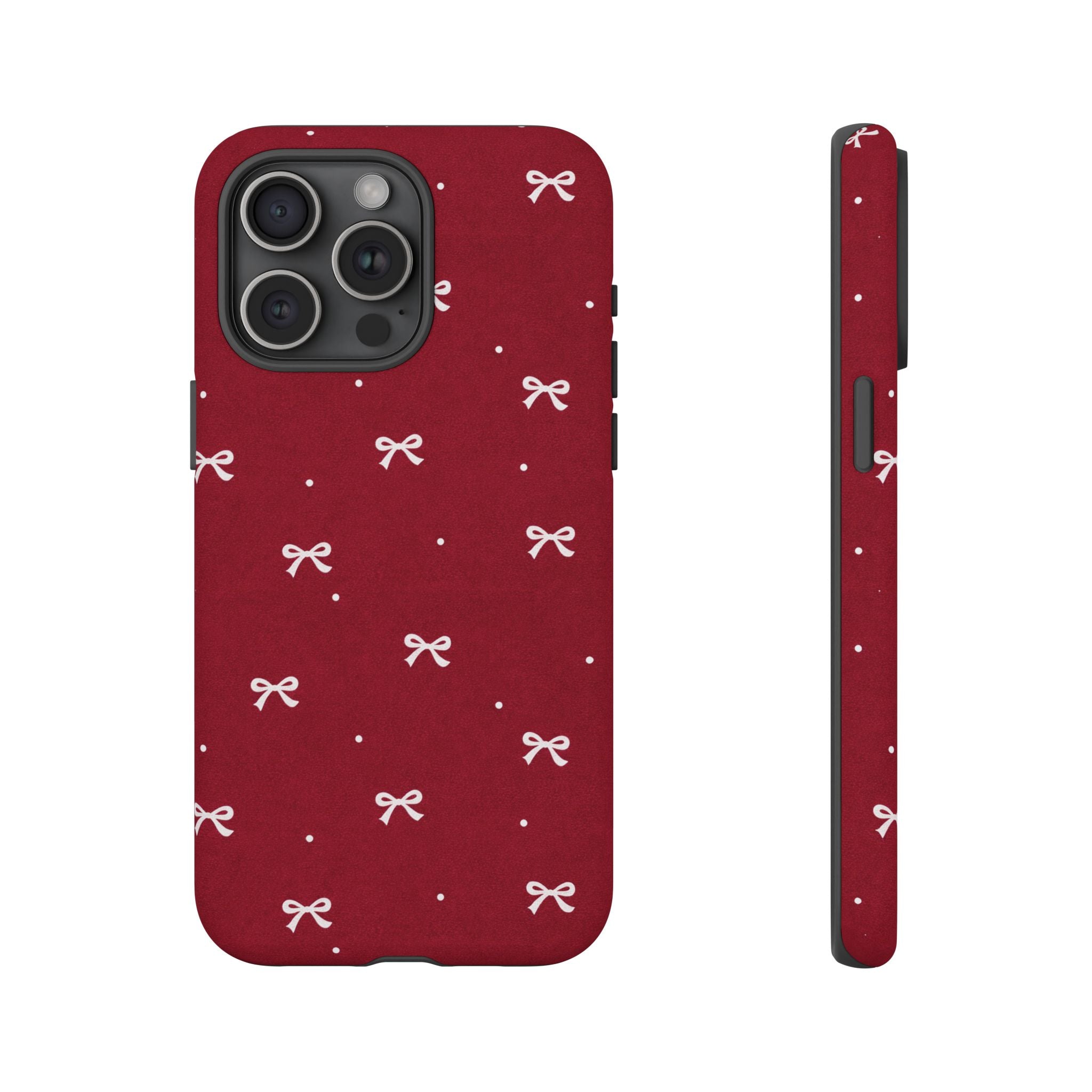 Red Bow Pattern Phone Case | Cute Minimal iPhone Case | Vintage Coquette Aesthetic Cover | Tough Protective Case