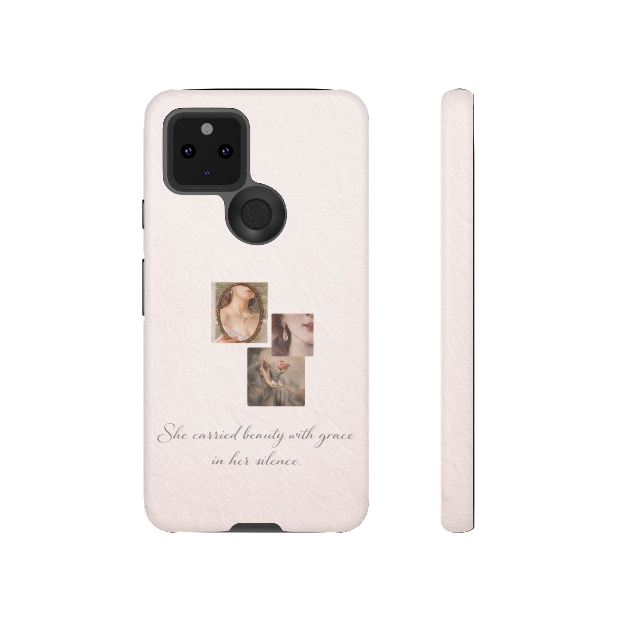 Phone Case — 'She Carried Beauty With Grace in Her Silence' Vintage Art Floral Design🩷