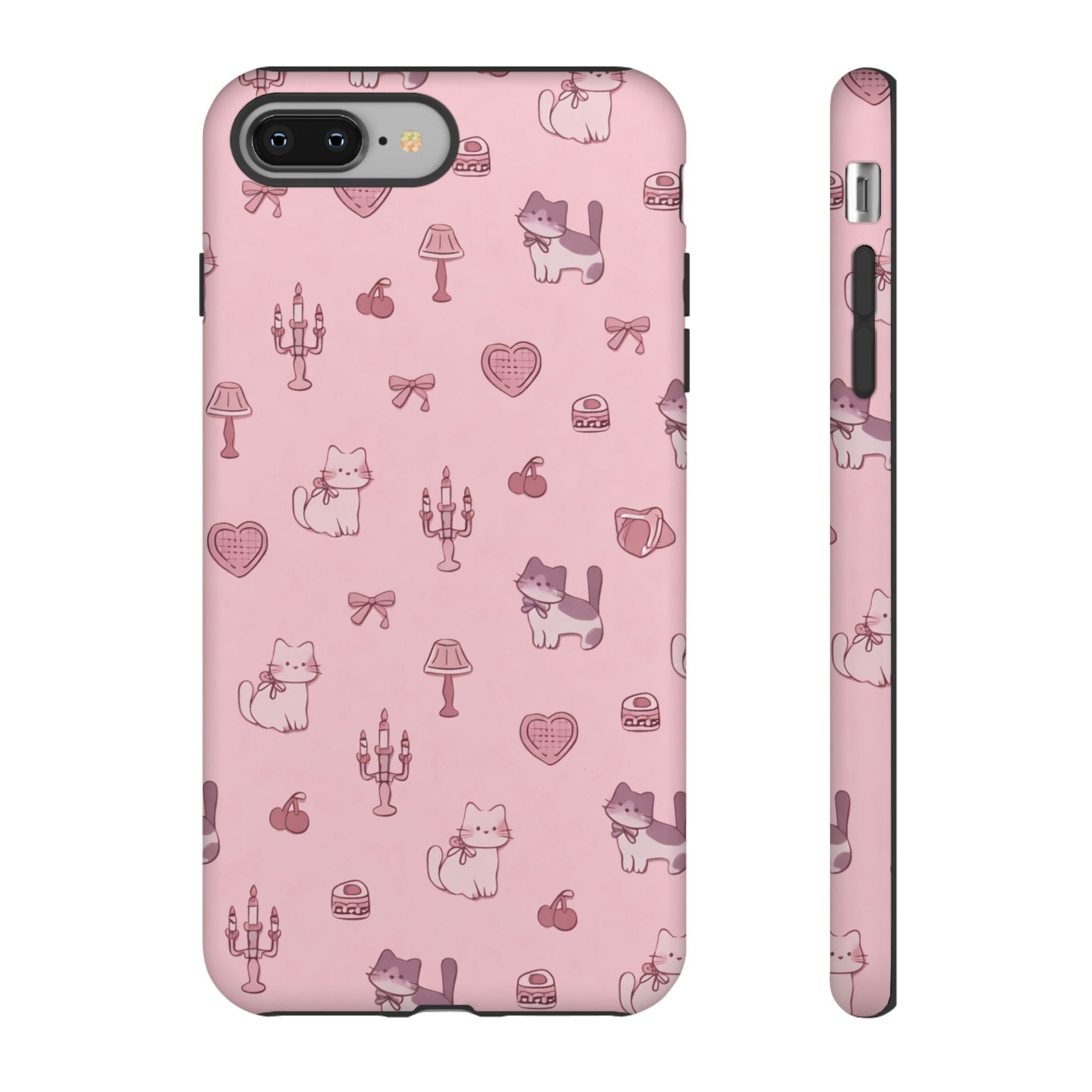 Pink Kawaii Cat Pattern Tough Phone Case🎀💕🐈