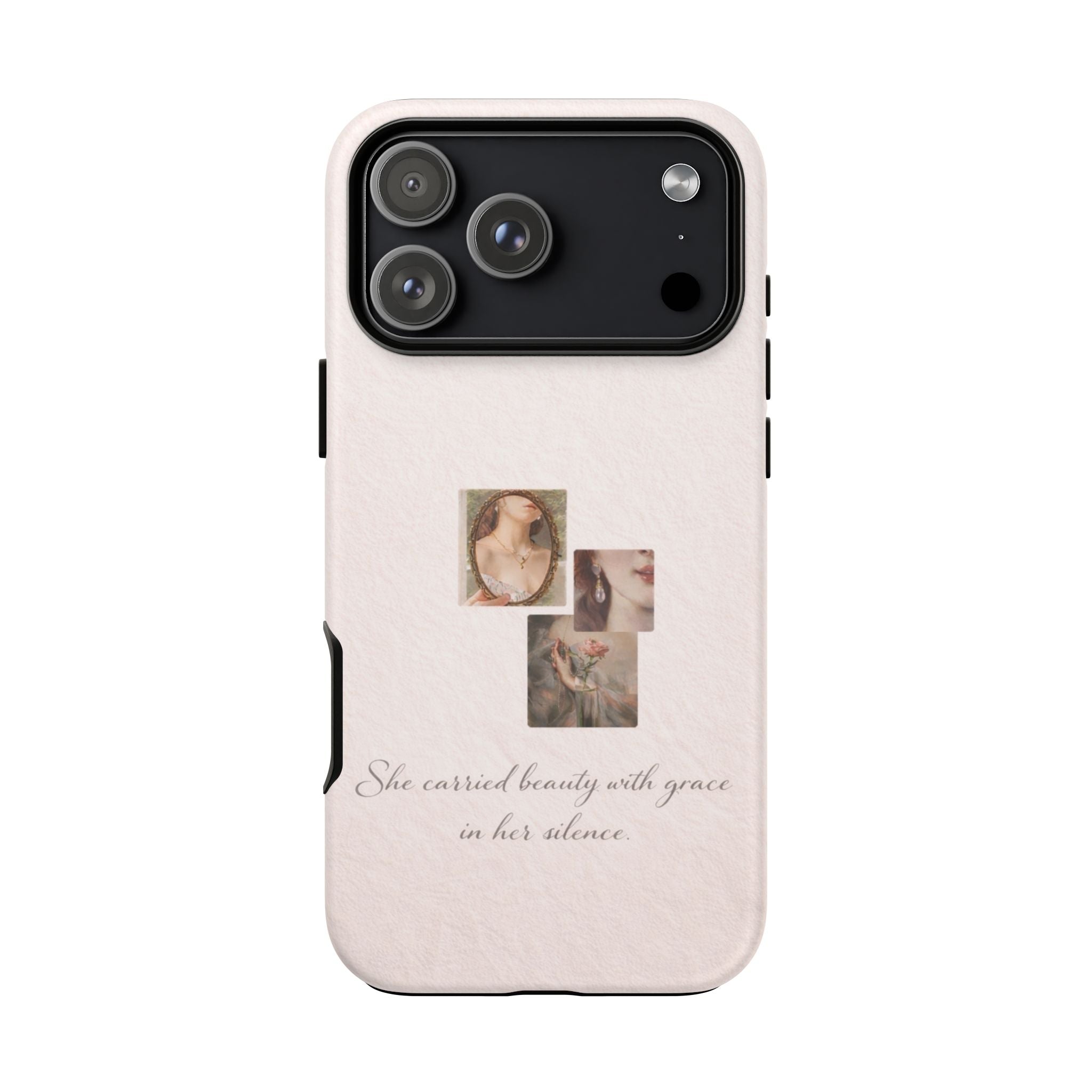 Phone Case — 'She Carried Beauty With Grace in Her Silence' Vintage Art Floral Design🩷