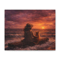 Quiet Companionship at Sunset – Girl & Cat Canvas Wall Art (Matte Stretched) 🌅
