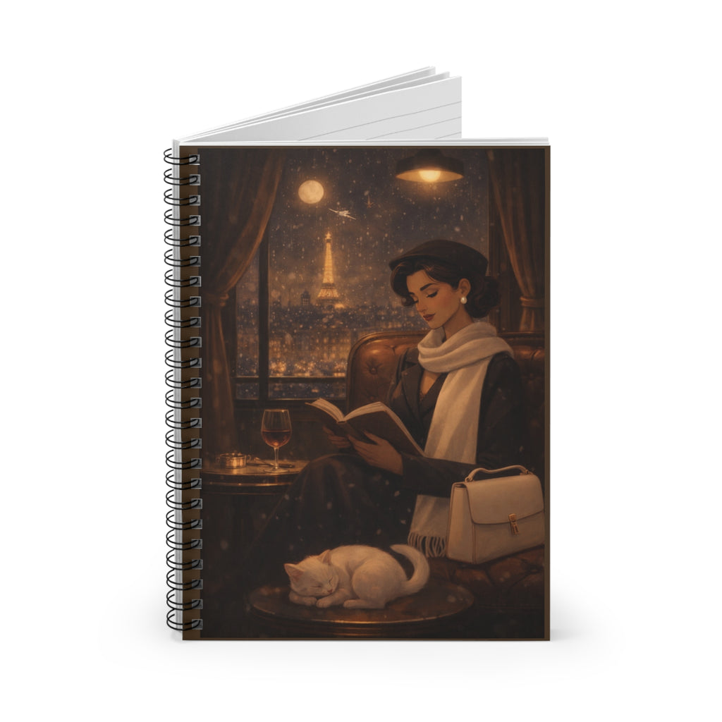 Moonlit Paris Reading Notebook 🌙📖 | Cozy Vintage Journal with Eiffel Tower Night Scene