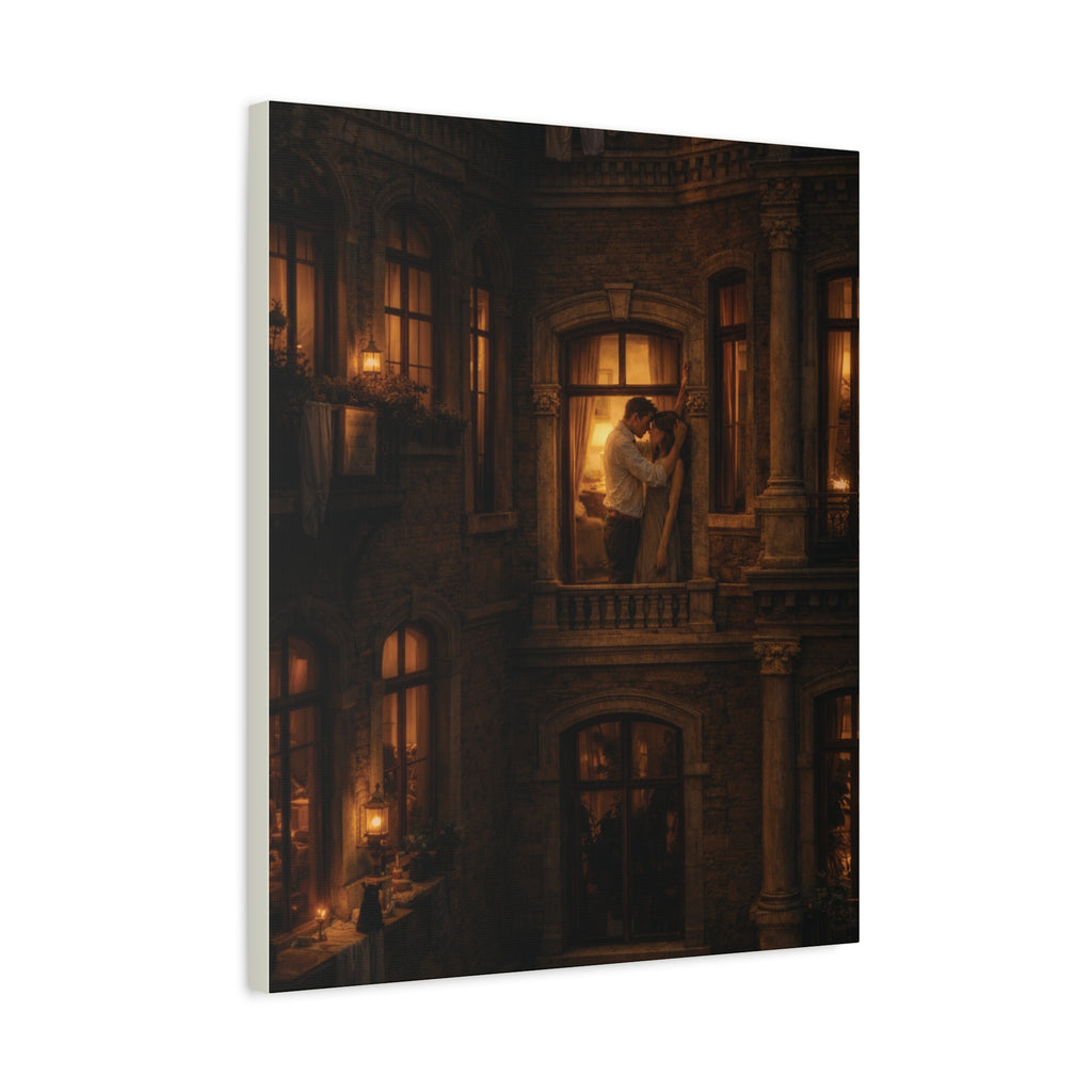 A Quiet Balcony at Night – Romantic Matte Canvas Wall Art 🌙✨