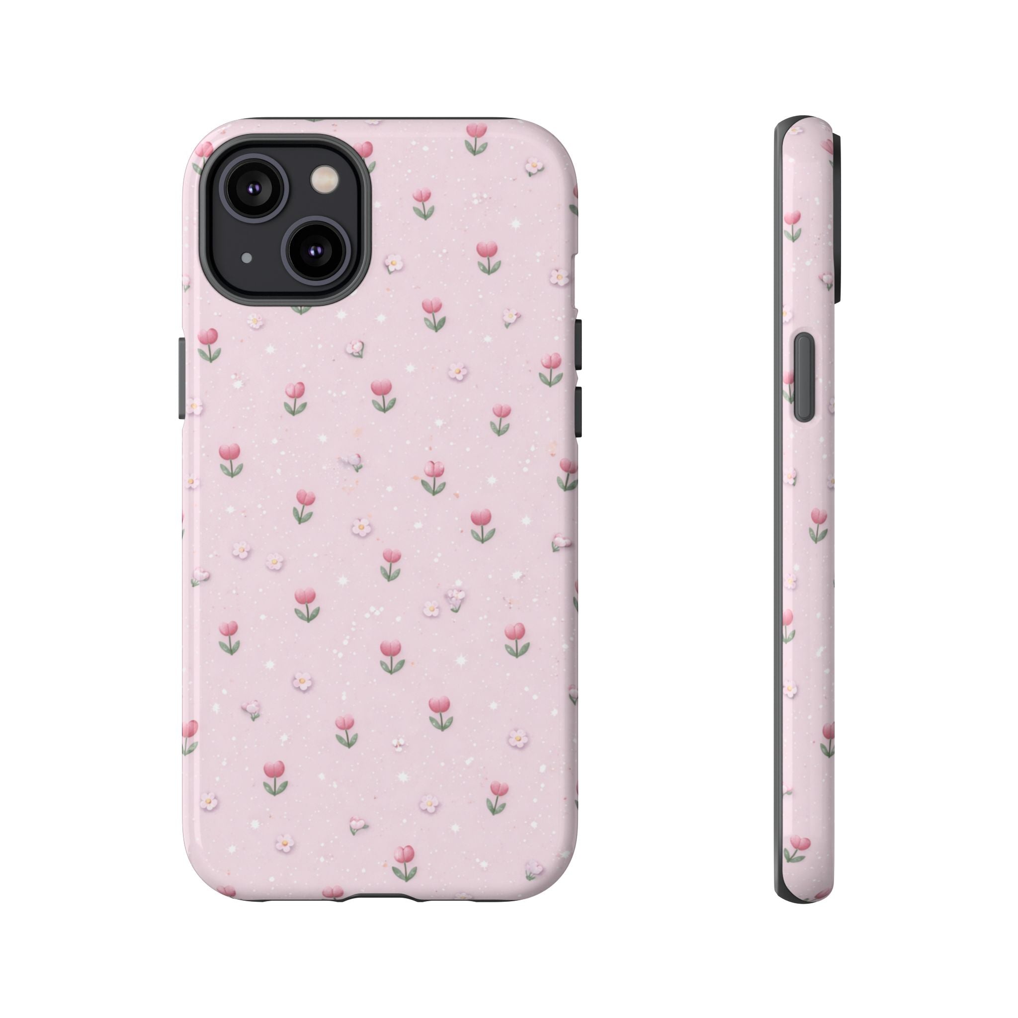 Pink Tiny Tulip Tough Phone Case - Floral Protective iPhone Cover🌷🩷
