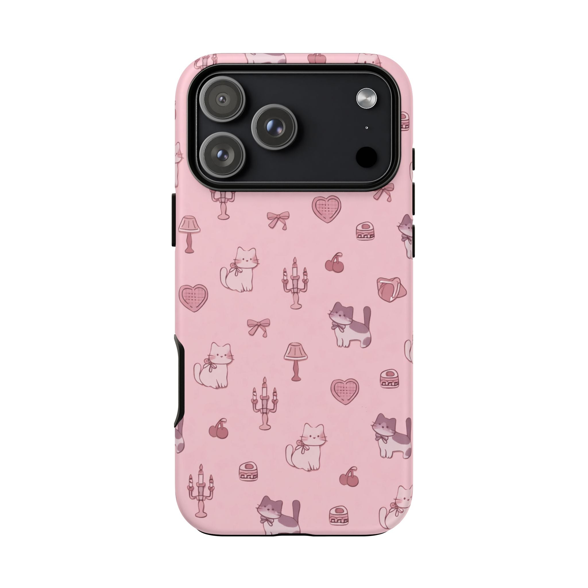 Pink Kawaii Cat Pattern Tough Phone Case🎀💕🐈