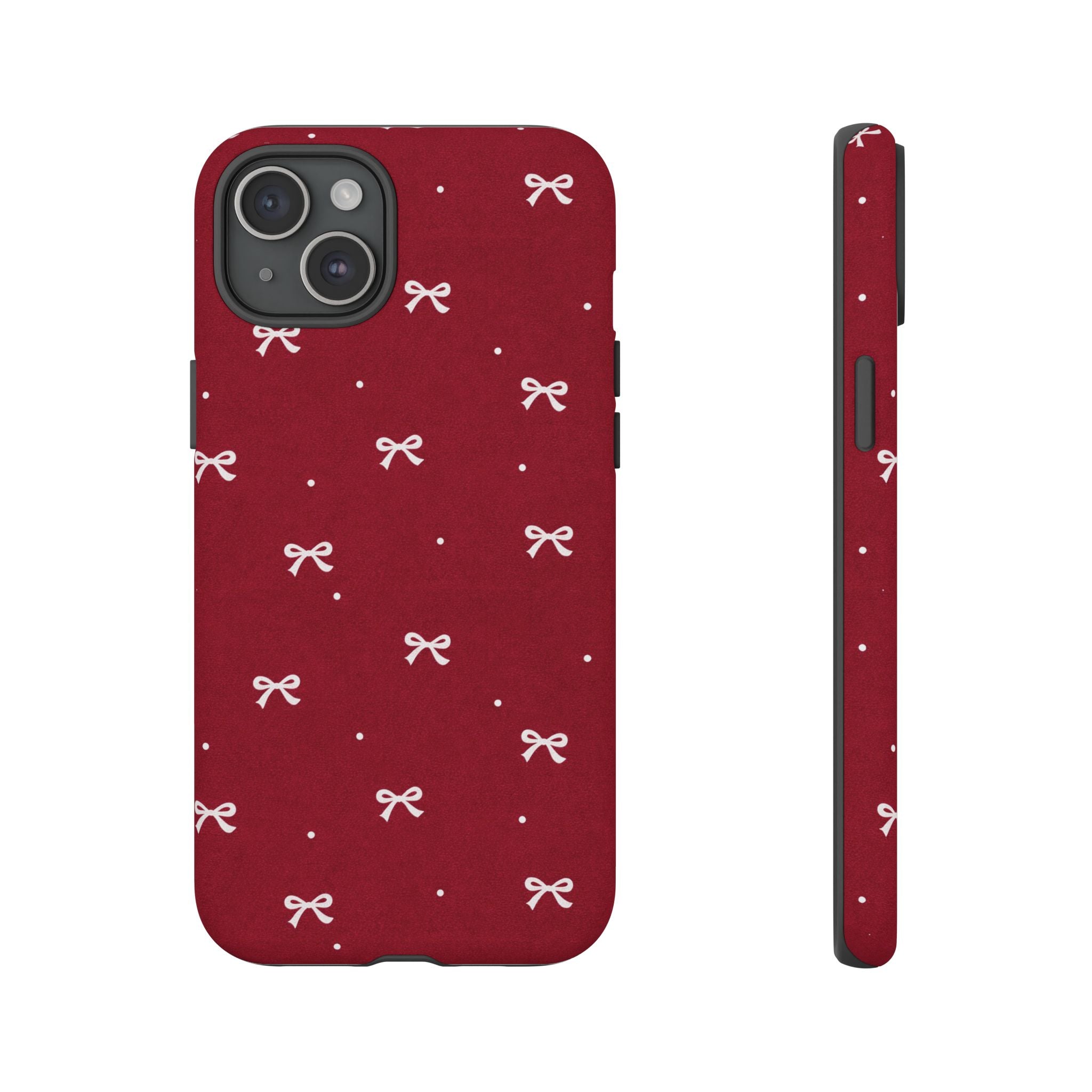 Red Bow Pattern Phone Case | Cute Minimal iPhone Case | Vintage Coquette Aesthetic Cover | Tough Protective Case
