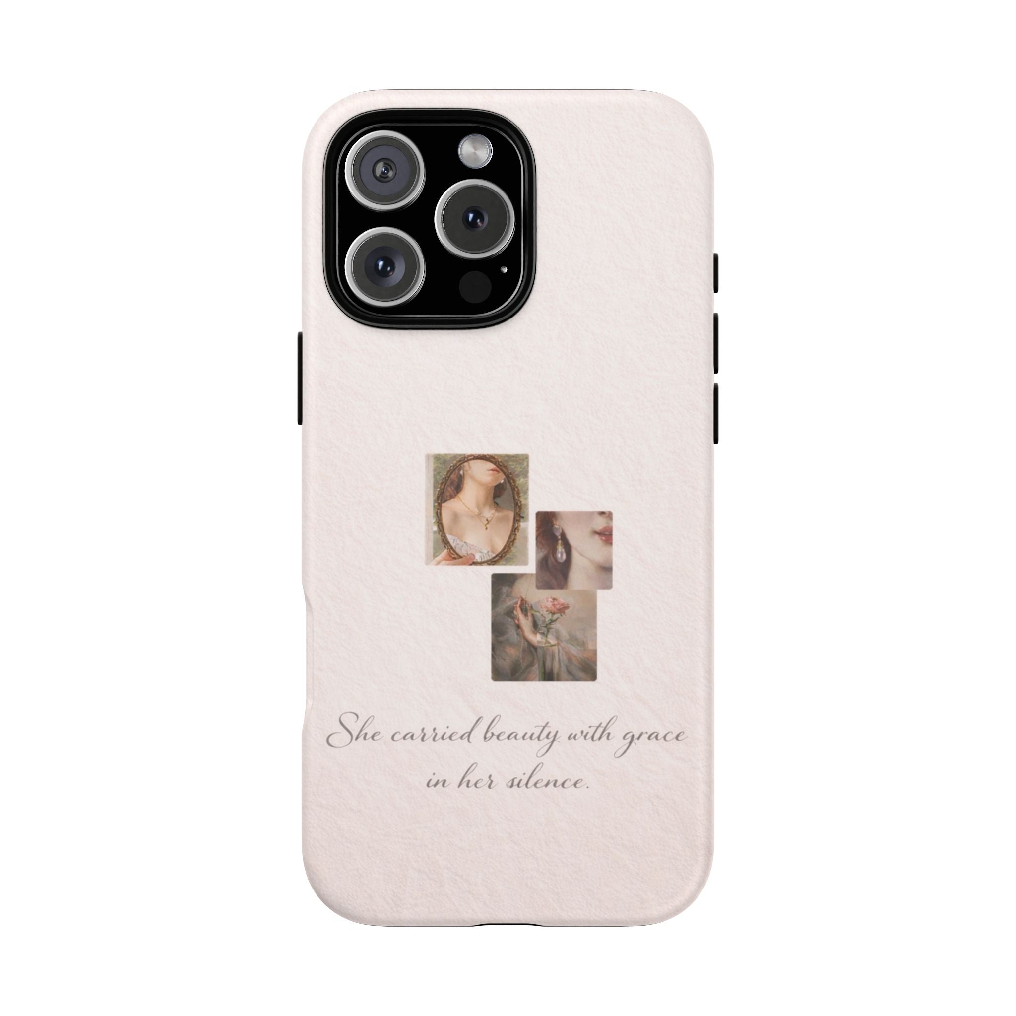 Phone Case — 'She Carried Beauty With Grace in Her Silence' Vintage Art Floral Design🩷
