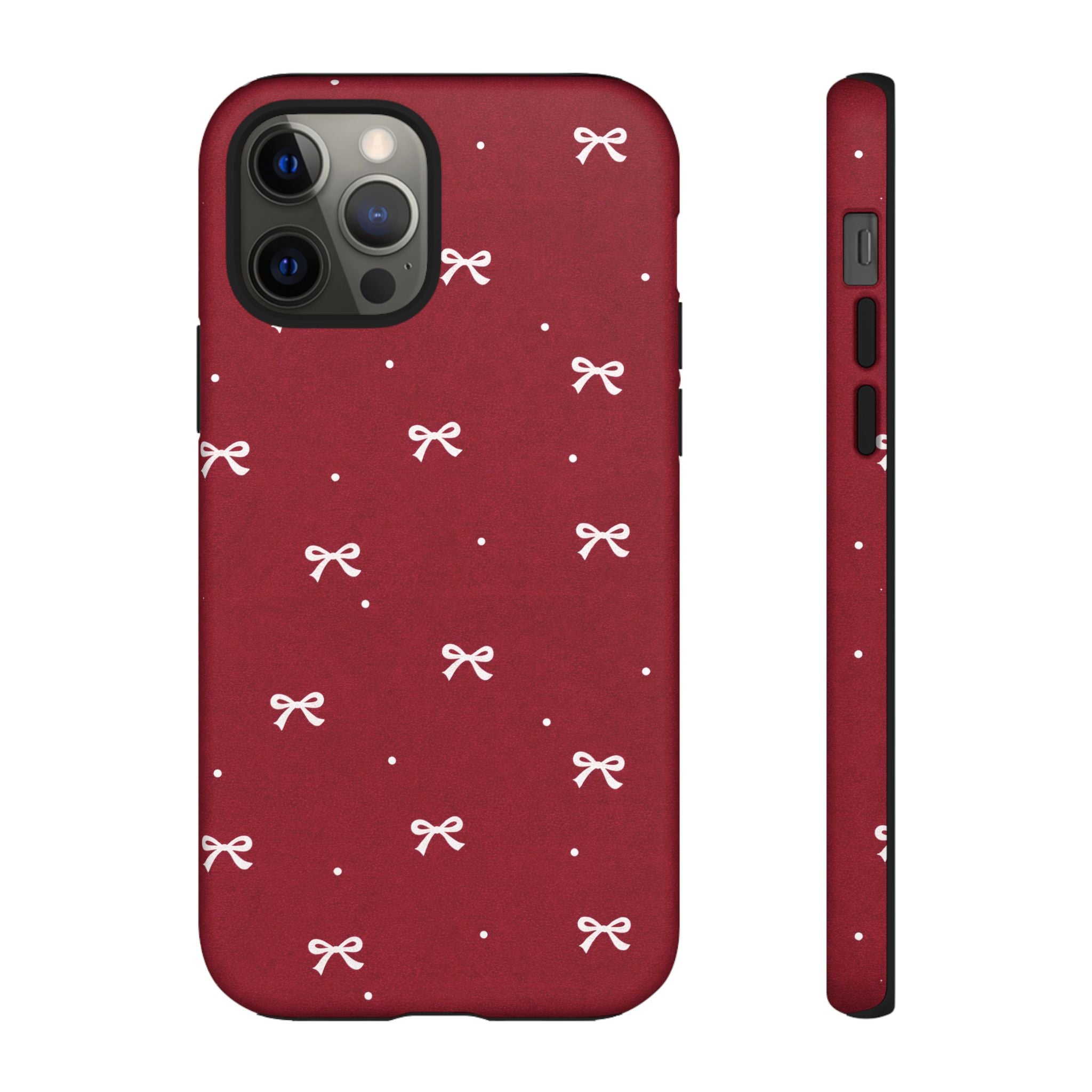 Red Bow Pattern Phone Case | Cute Minimal iPhone Case | Vintage Coquette Aesthetic Cover | Tough Protective Case