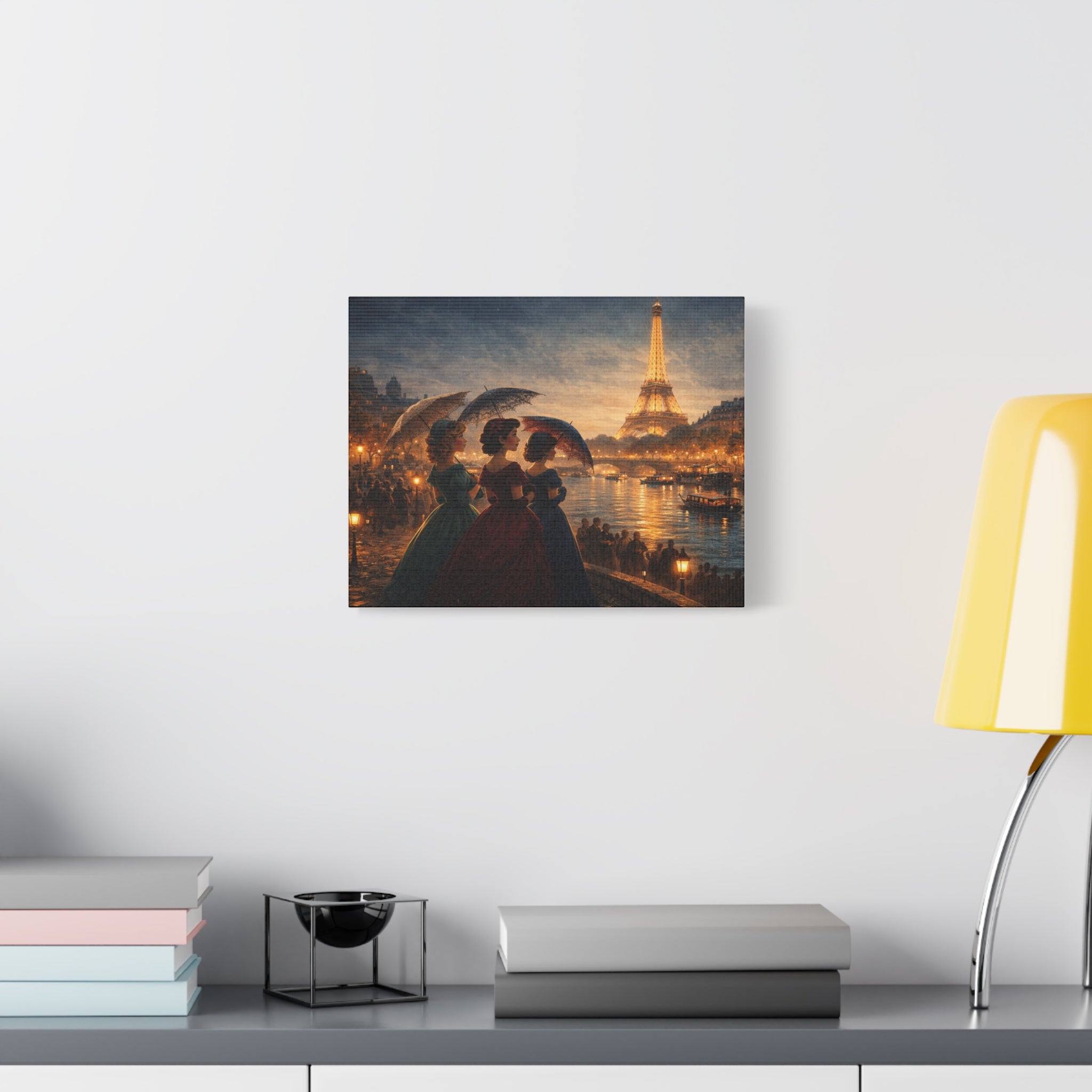 A Parisian Evening – Romantic Vintage Canvas Art by the Seine