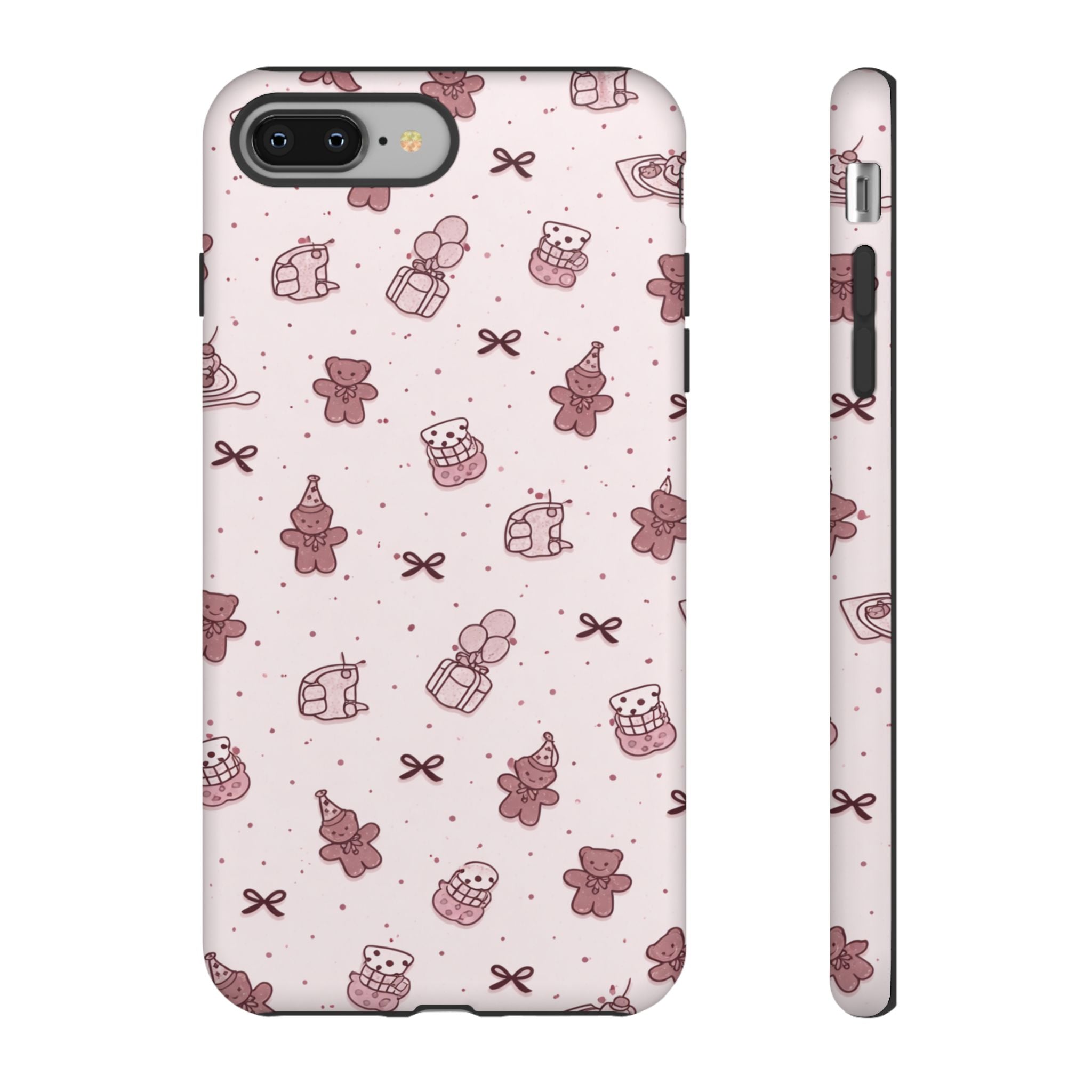 Cute Teddy Pattern Phone Case — Pink Kawaii Bear & Gift Protective Cover🧸💕