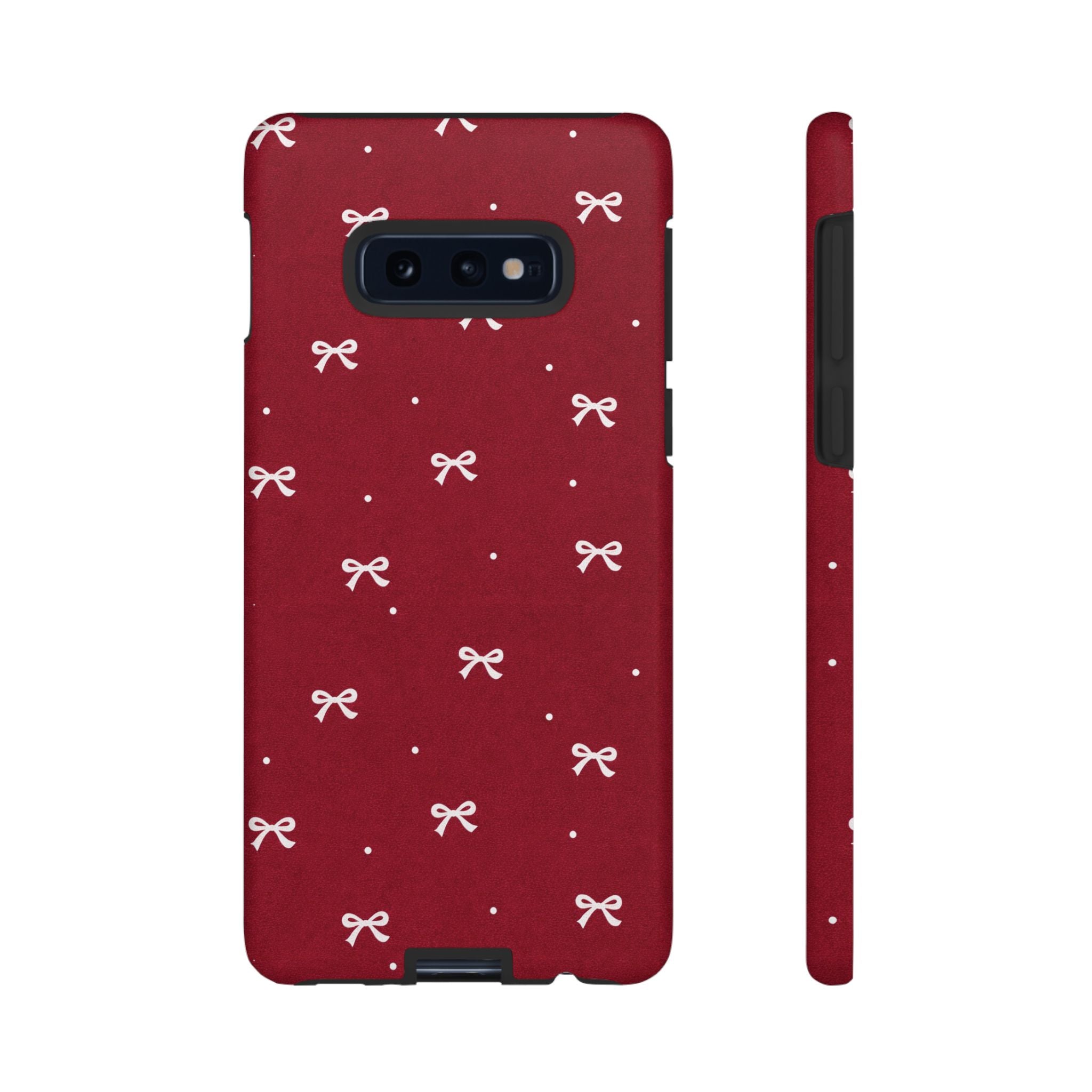 Red Bow Pattern Phone Case | Cute Minimal iPhone Case | Vintage Coquette Aesthetic Cover | Tough Protective Case