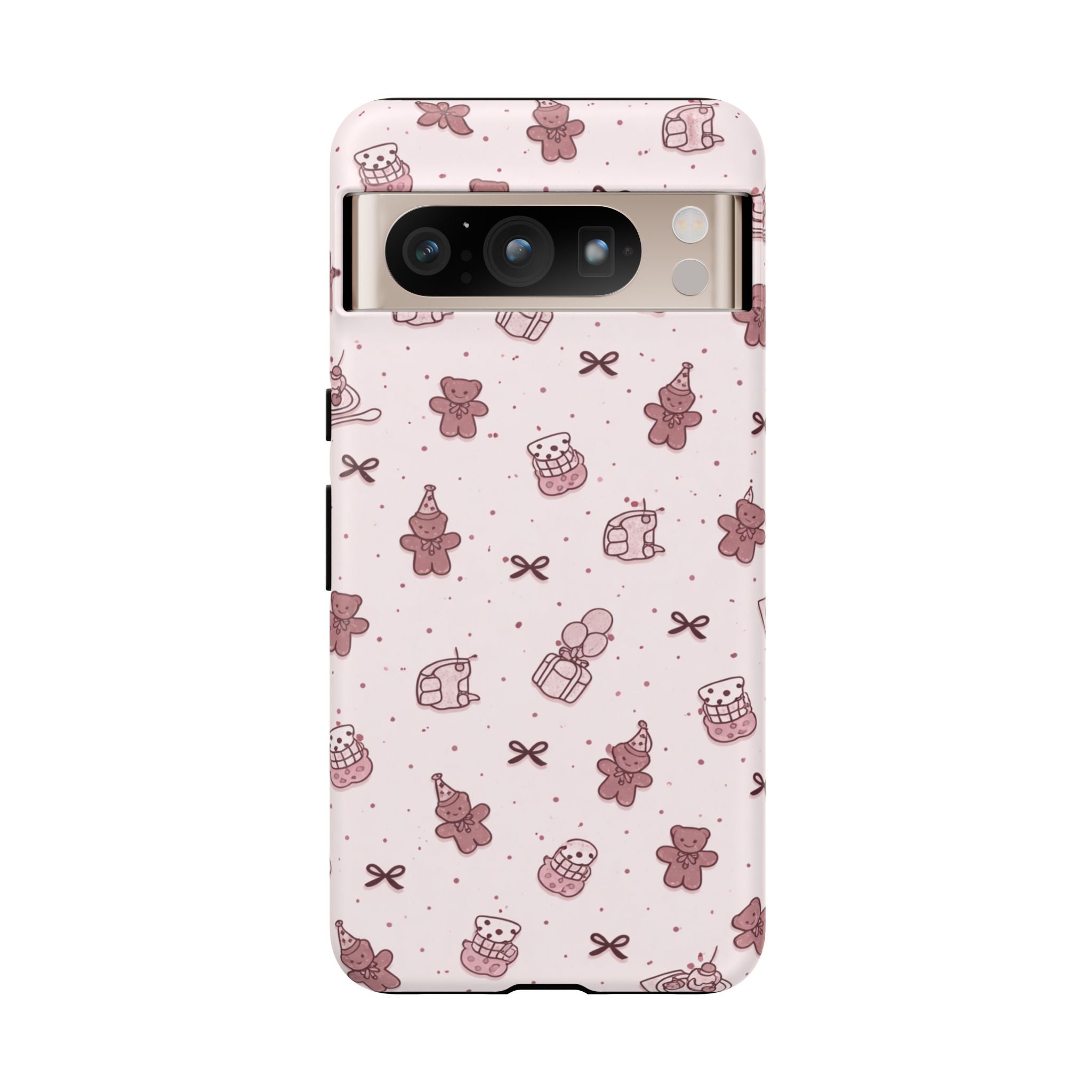 Cute Teddy Pattern Phone Case — Pink Kawaii Bear & Gift Protective Cover🧸💕