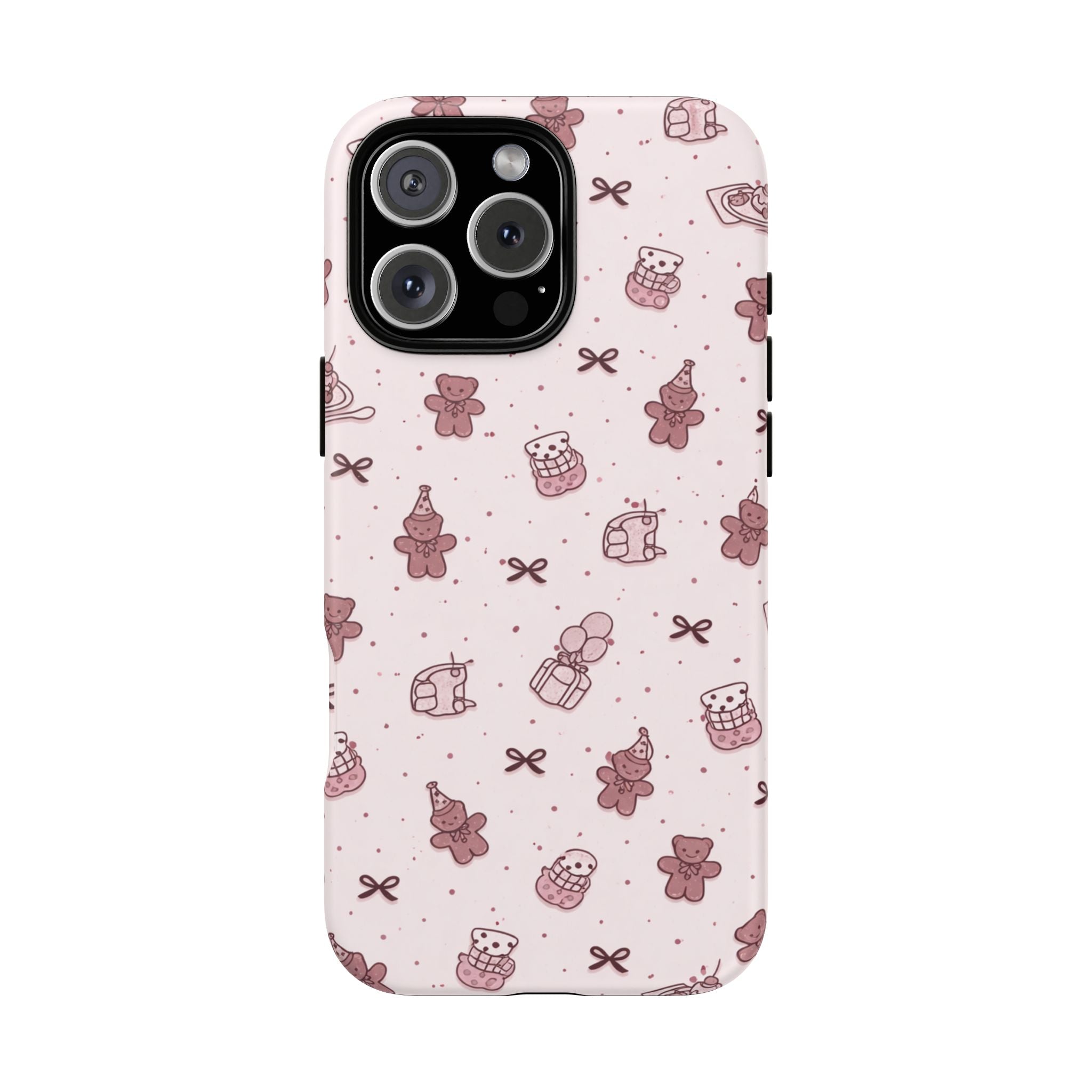Cute Teddy Pattern Phone Case — Pink Kawaii Bear & Gift Protective Cover🧸💕