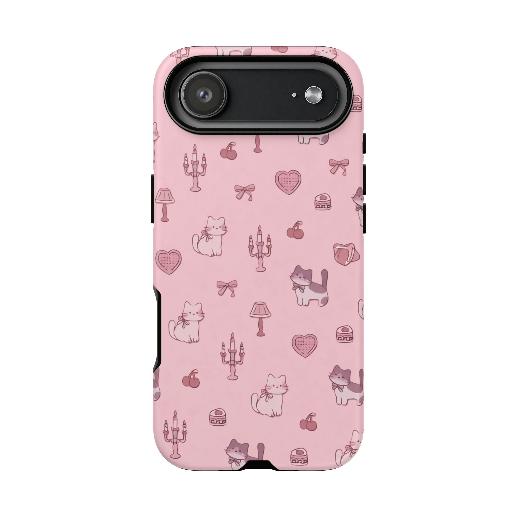 Pink Kawaii Cat Pattern Tough Phone Case🎀💕🐈