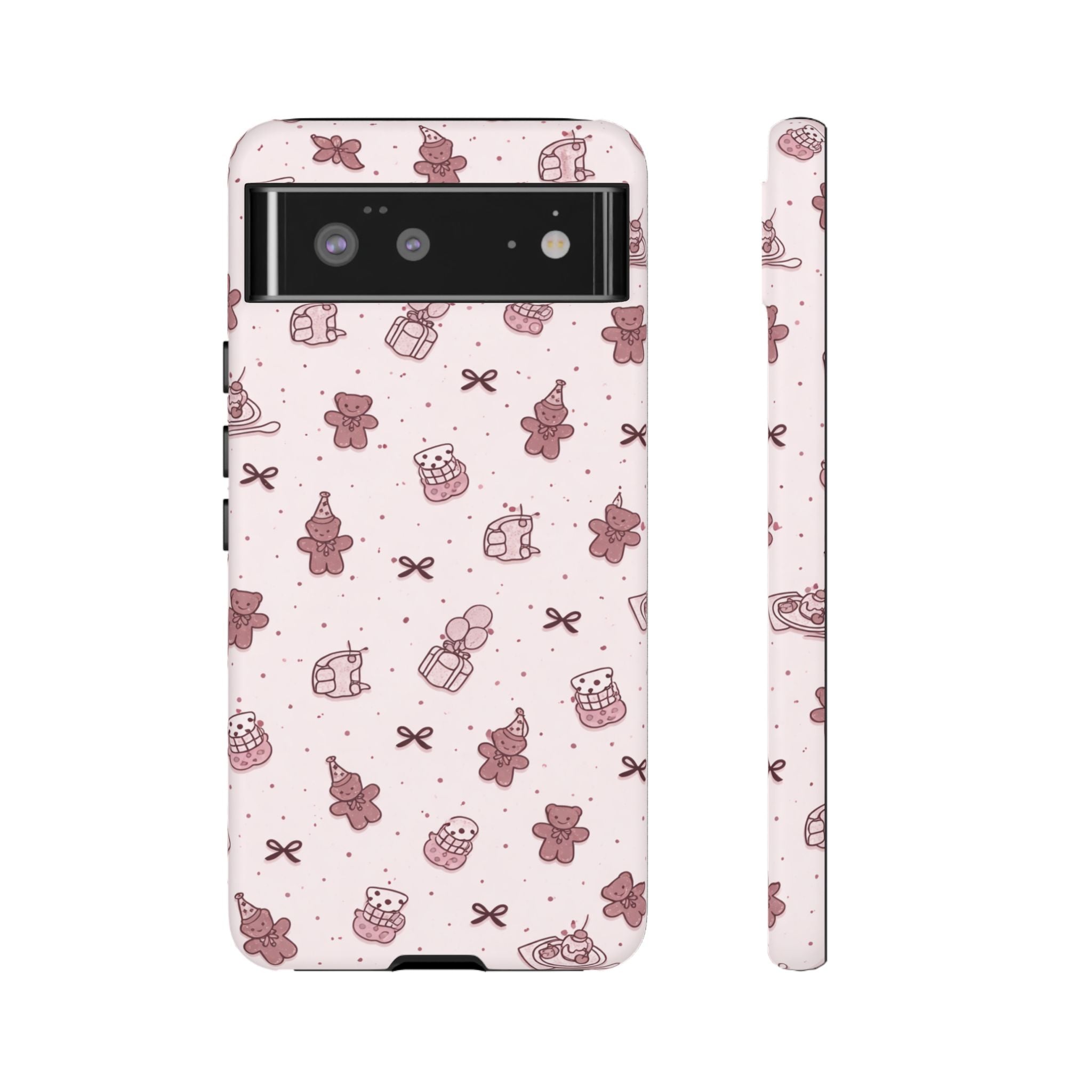 Cute Teddy Pattern Phone Case — Pink Kawaii Bear & Gift Protective Cover🧸💕