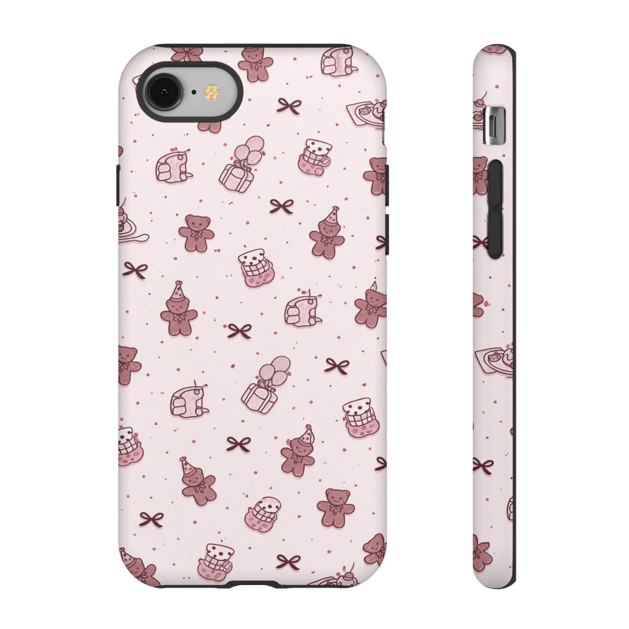 Cute Teddy Pattern Phone Case — Pink Kawaii Bear & Gift Protective Cover🧸💕
