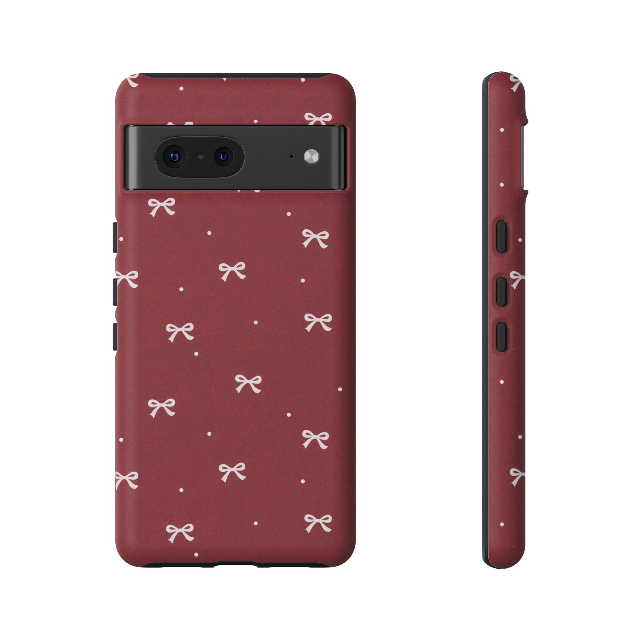 Red Bow Pattern Phone Case | Cute Minimal iPhone Case | Vintage Coquette Aesthetic Cover | Tough Protective Case